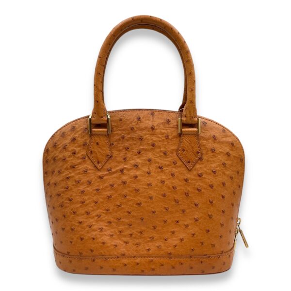 Alma BB Brown Top Handle Bag in Ostrich, Gold hardware - Image 3