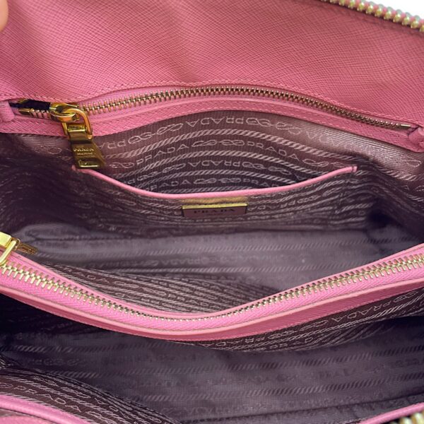 Promenade Pink Top Handle Bag in Saffiano Leather, Gold hardware - Image 7