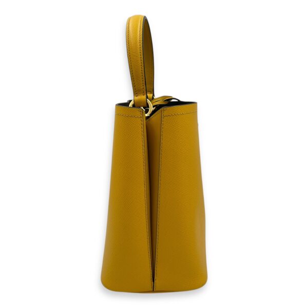 Panier Yellow Bucket Bag in Saffiano Leather, Gold hardware - Image 4