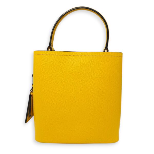 Panier Yellow Bucket Bag in Saffiano Leather, Gold hardware - Image 15