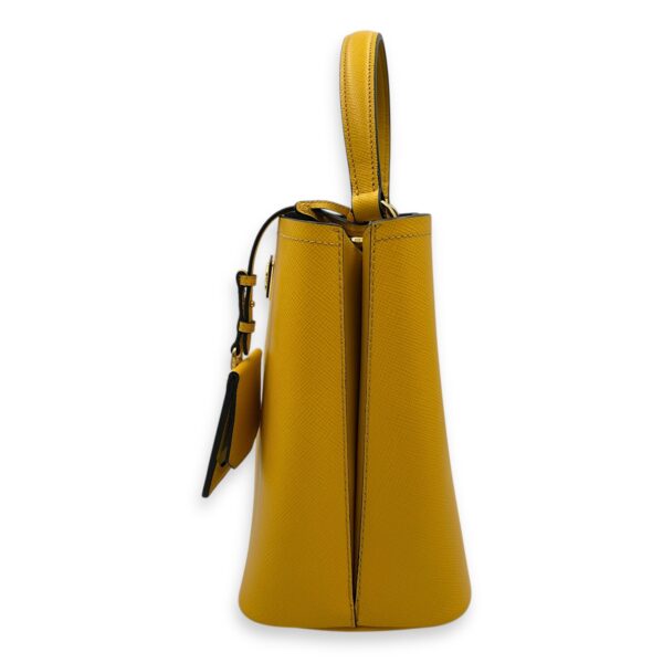 Panier Yellow Bucket Bag in Saffiano Leather, Gold hardware - Image 5
