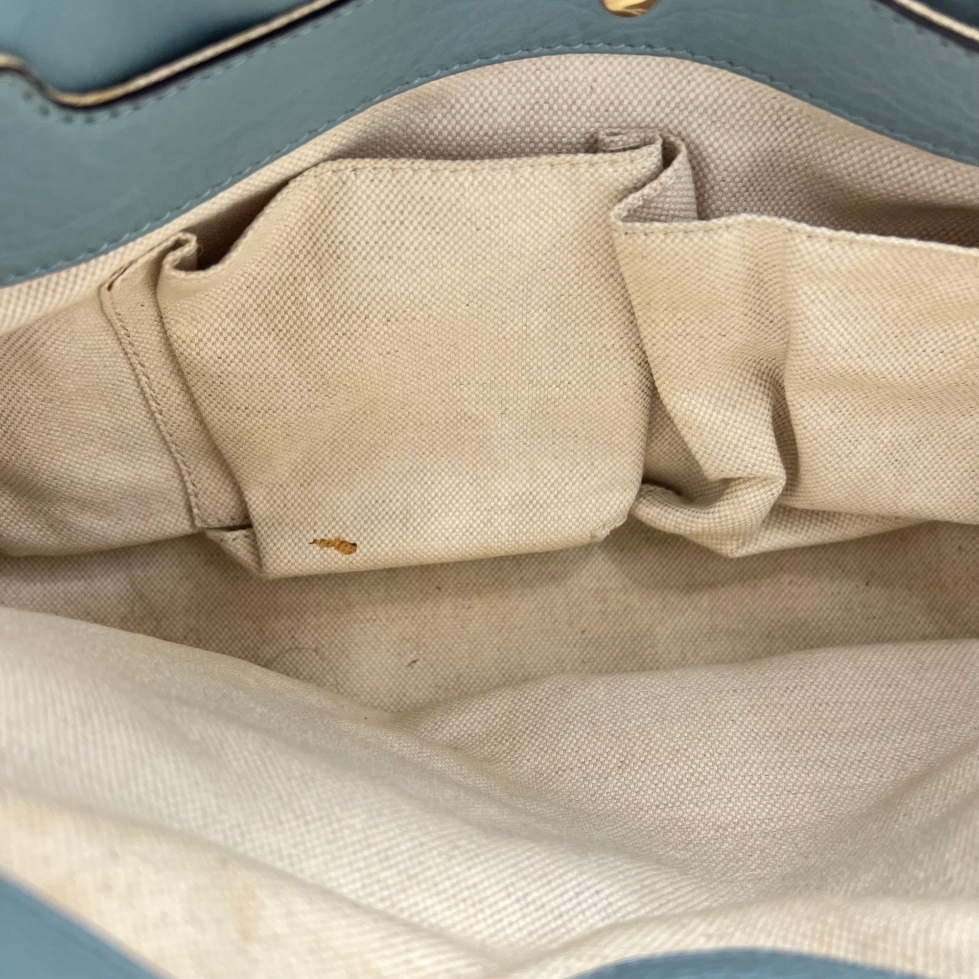 Bamboo Top Handle Bag Blue in Calfskin, Gold hardware - Image 17