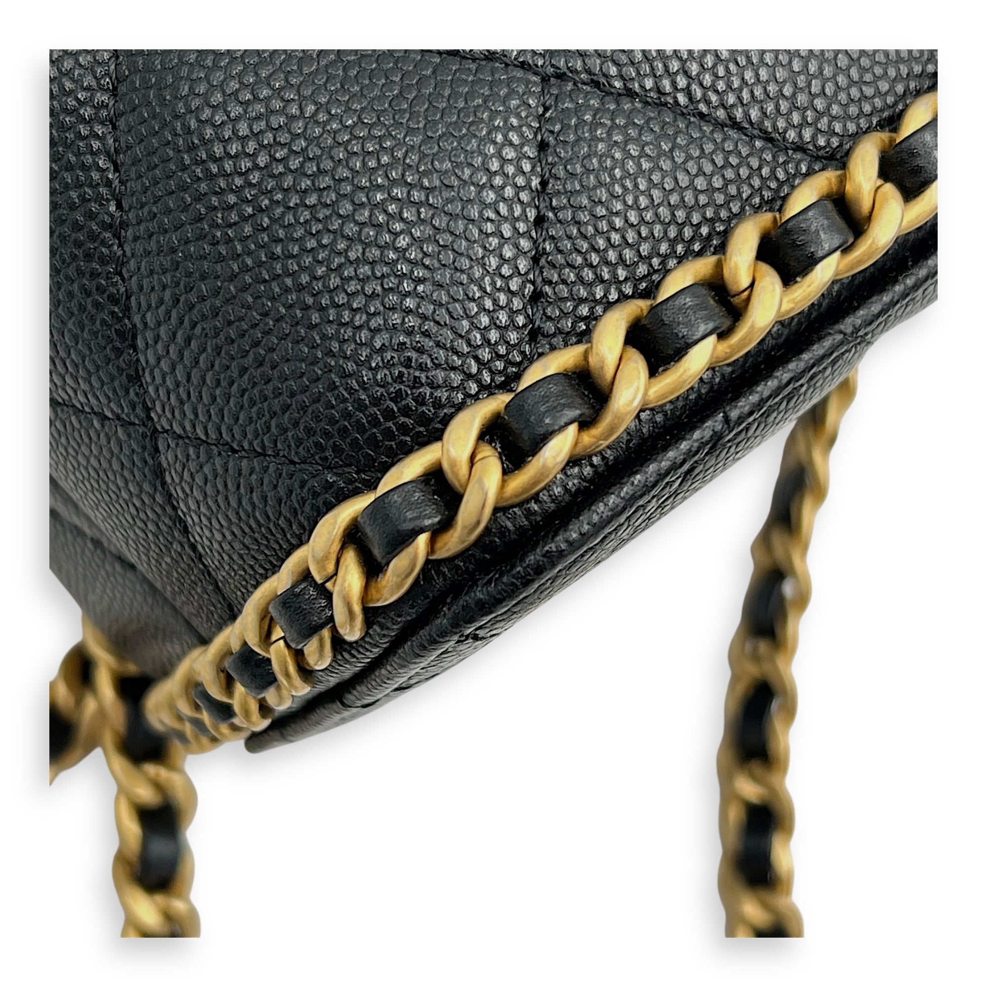 Quilted Seasonal Backpack Gold in Caviar Leather, Gold hardware - Image 11