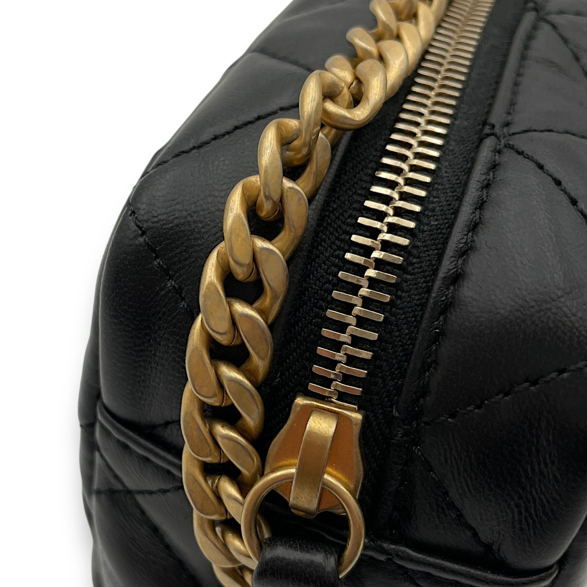 All Slide Camera Black Crossbody Bag in Lambskin, Gold hardware - Image 11
