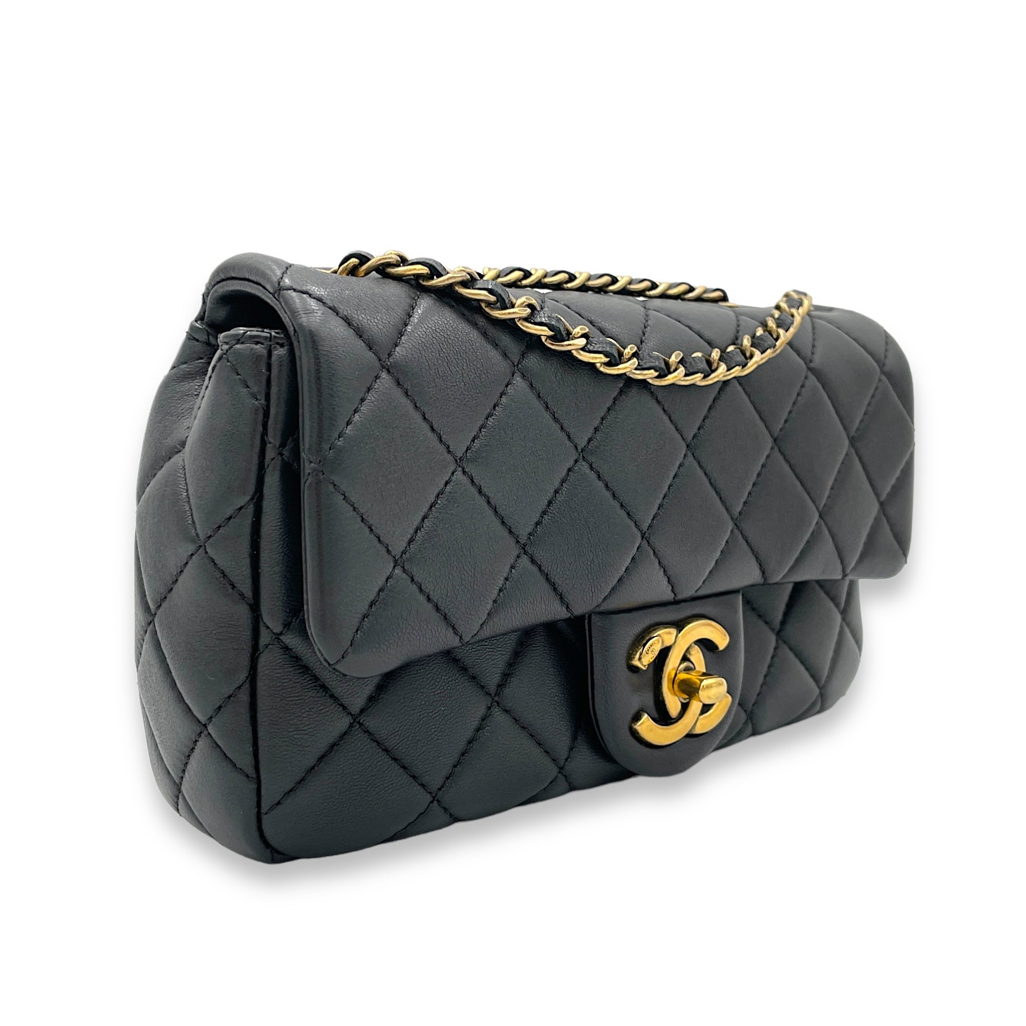 Classic Black Crossbody Bag in Lambskin, Gold hardware - Image 4