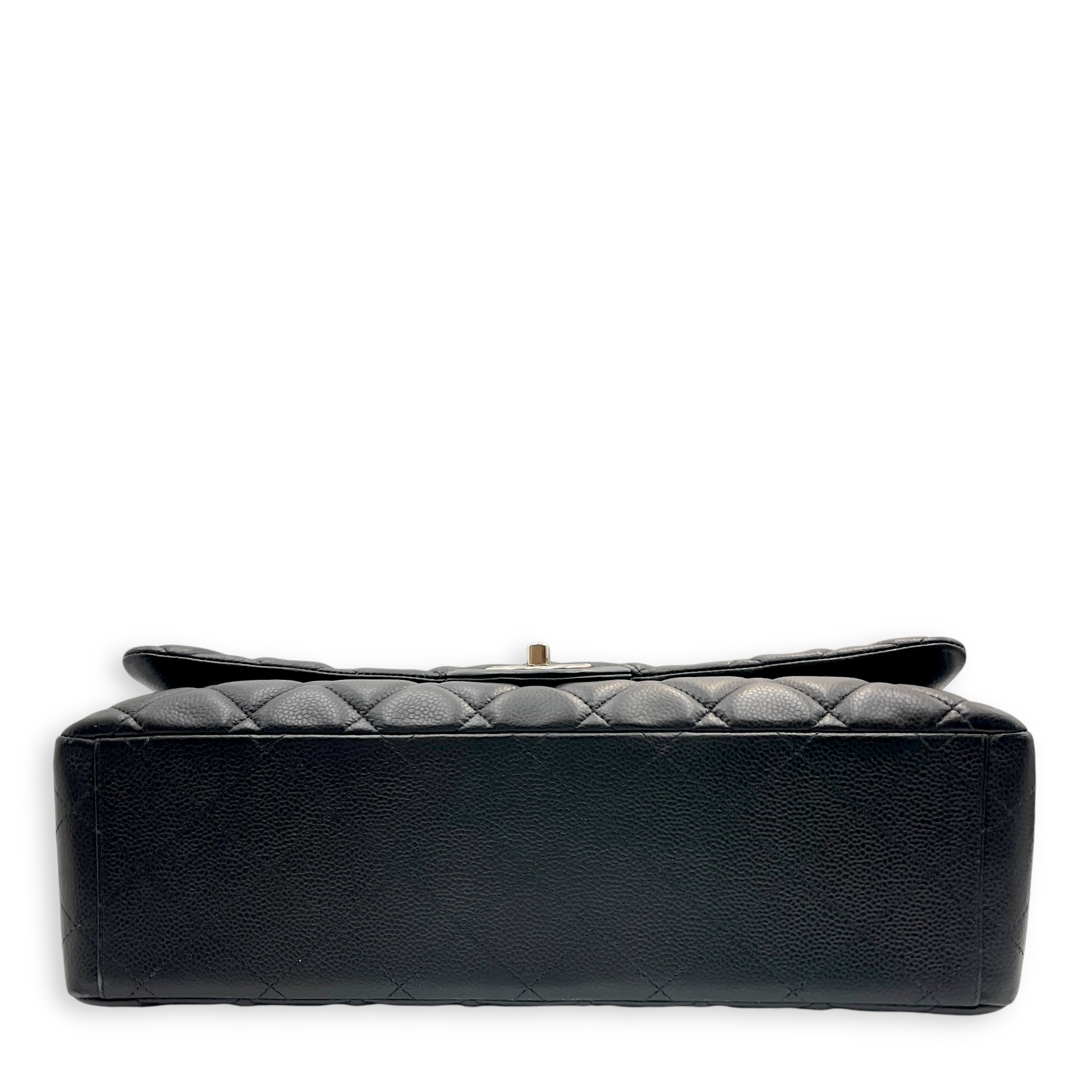 Classic Double Flap Maxi Black Shoulder Bag in Caviar Leather, Silver hardware - Image 6