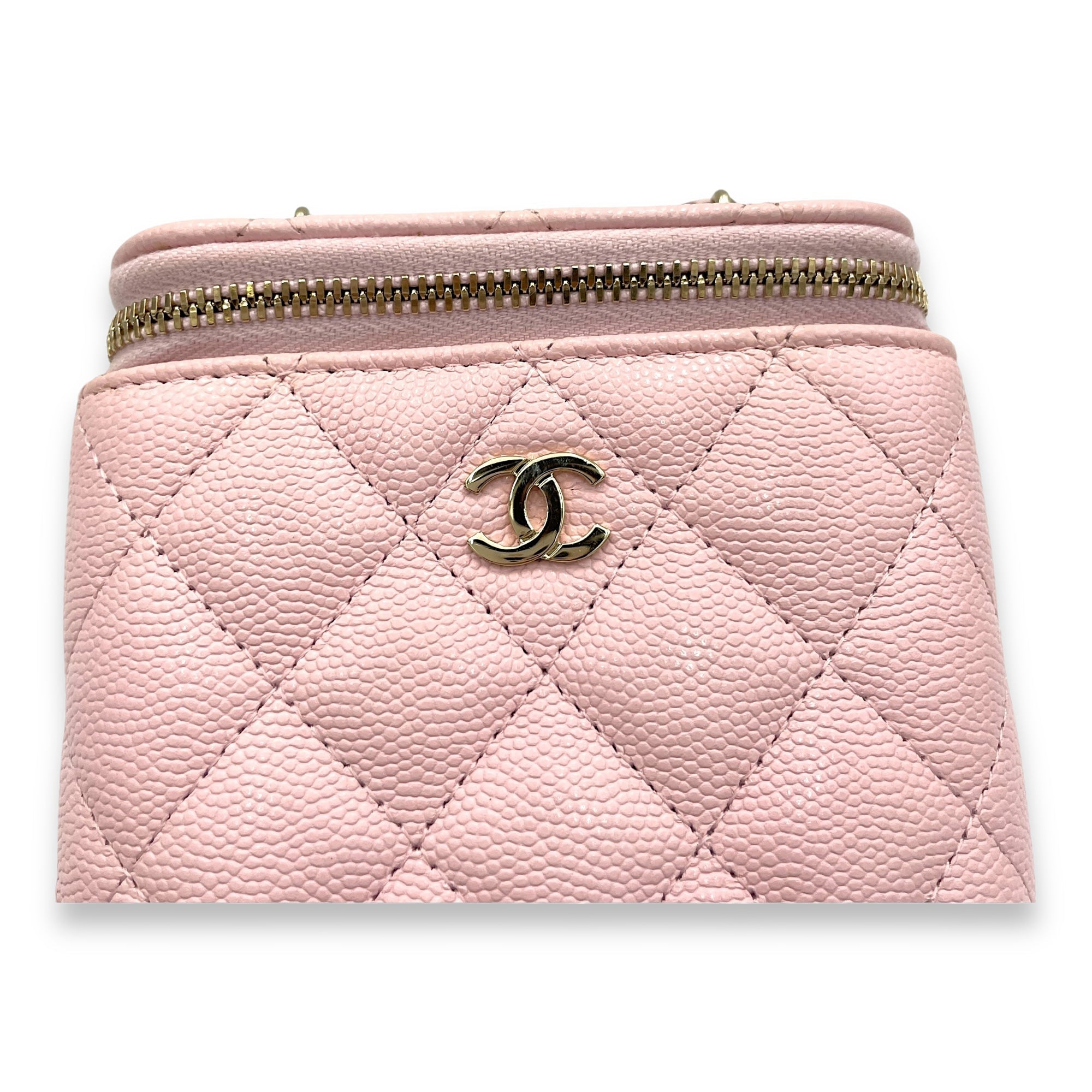 Classic Pink Vanity Bag in Caviar Leather, Gold hardware - Image 8