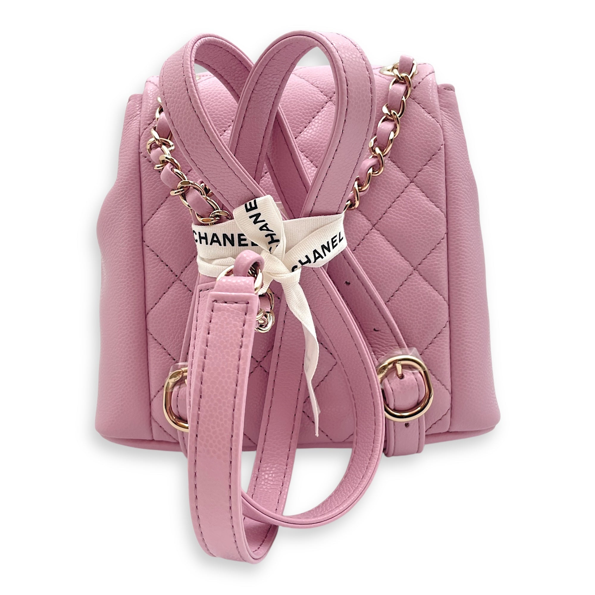 Duma Pink Backpack in Caviar leather, Light Gold hardware - Image 3