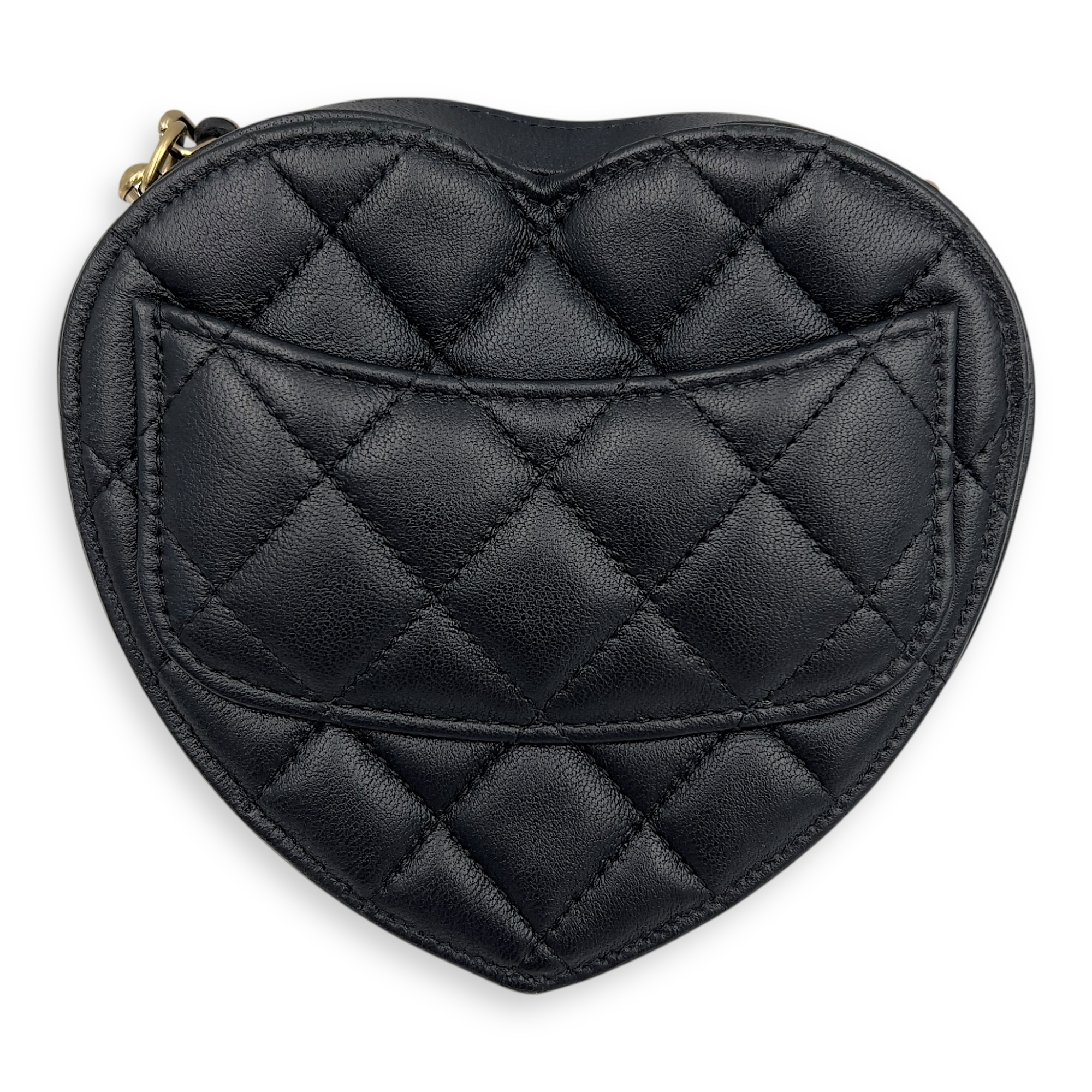 Heart Mini Black Shoulder Bag in Lambskin, Gold hardware - Image 3