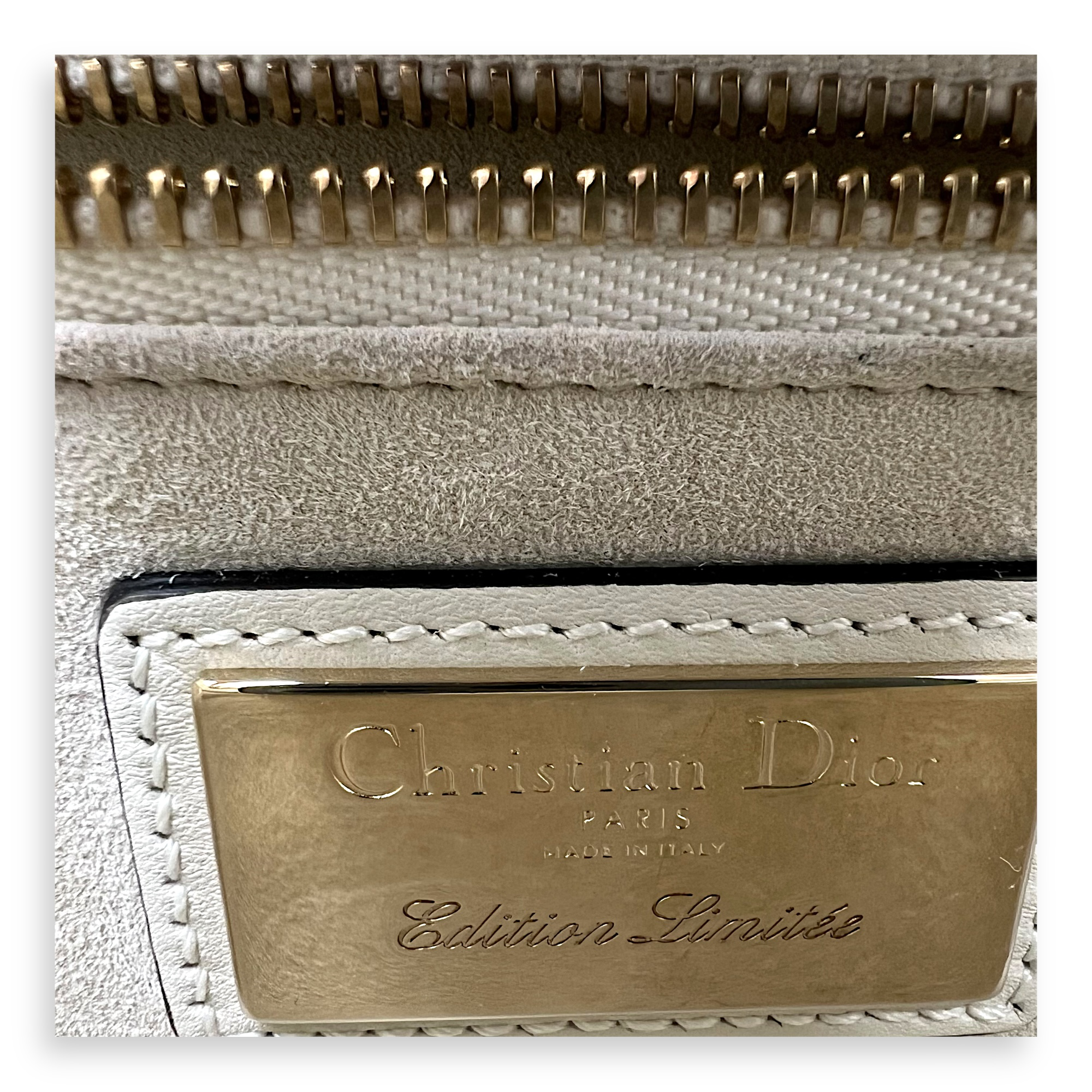 Lady Dior Mini White Top Handle Bag in Calfskin, Gold hardware - Image 9