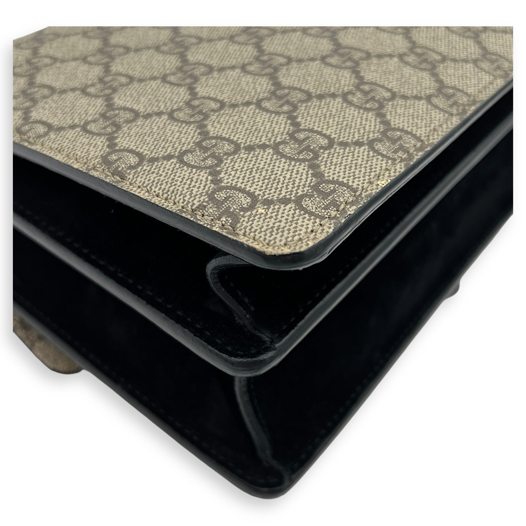 Dionysus Small Black Shoulder Bag in Coated Canvas, Silver hardware - Image 15