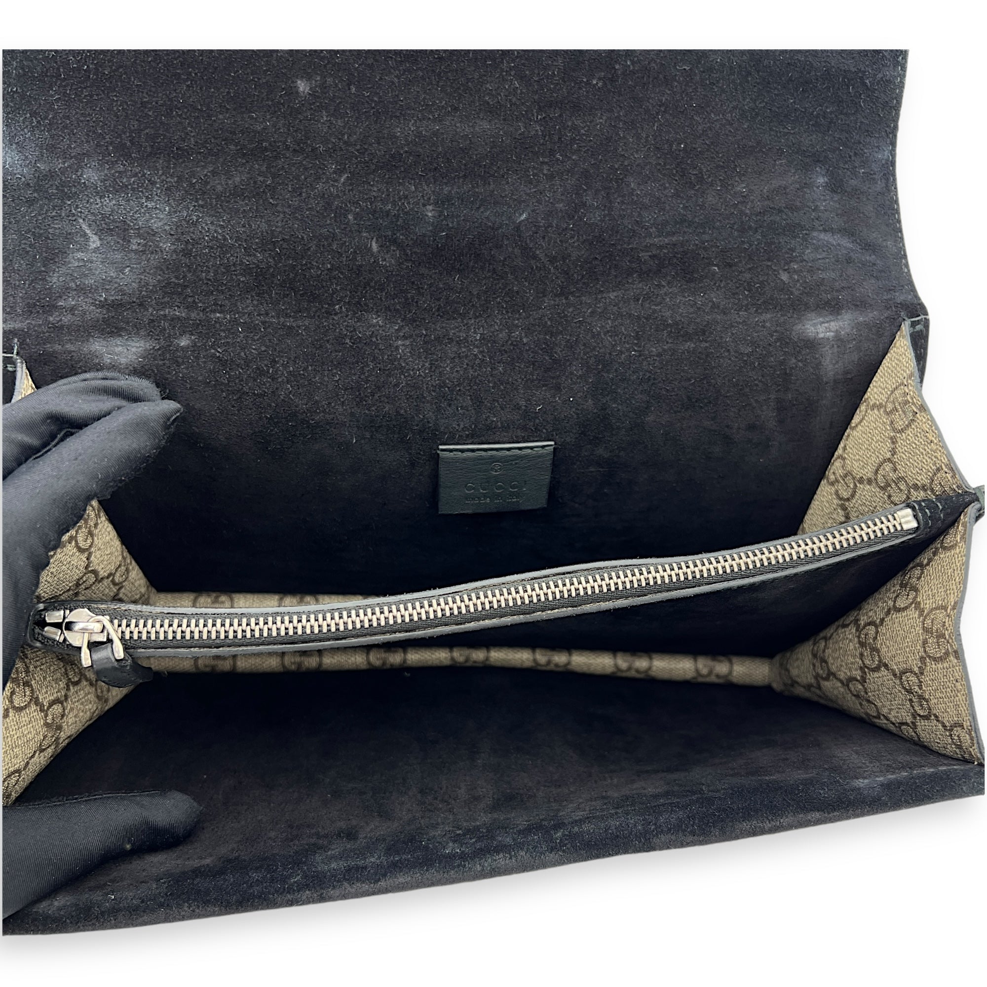 Dionysus Small Black Shoulder Bag in Coated Canvas, Silver hardware - Image 7