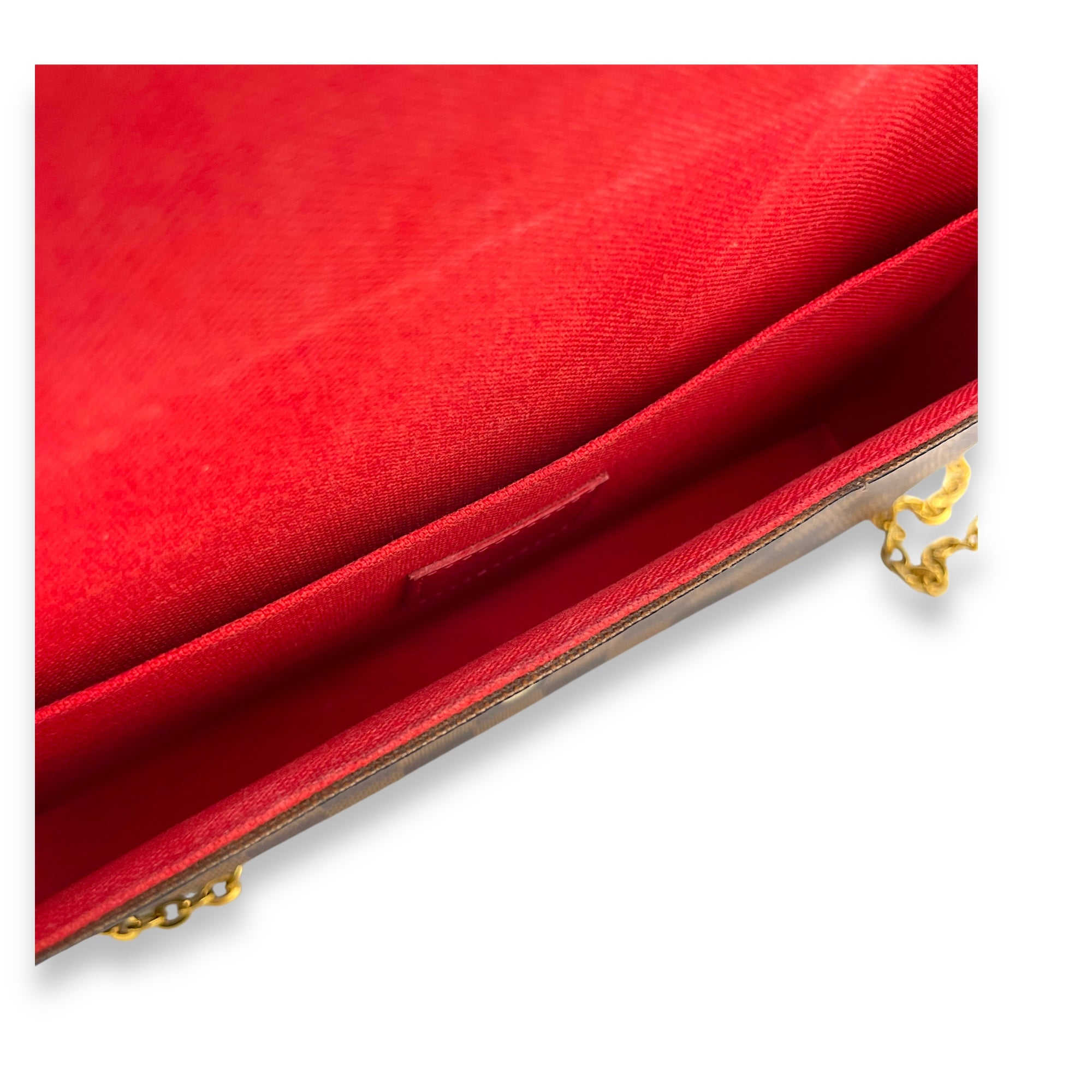 Felicie Wallet On Chain Brown in Coated Canvas, Gold hardware - Image 12