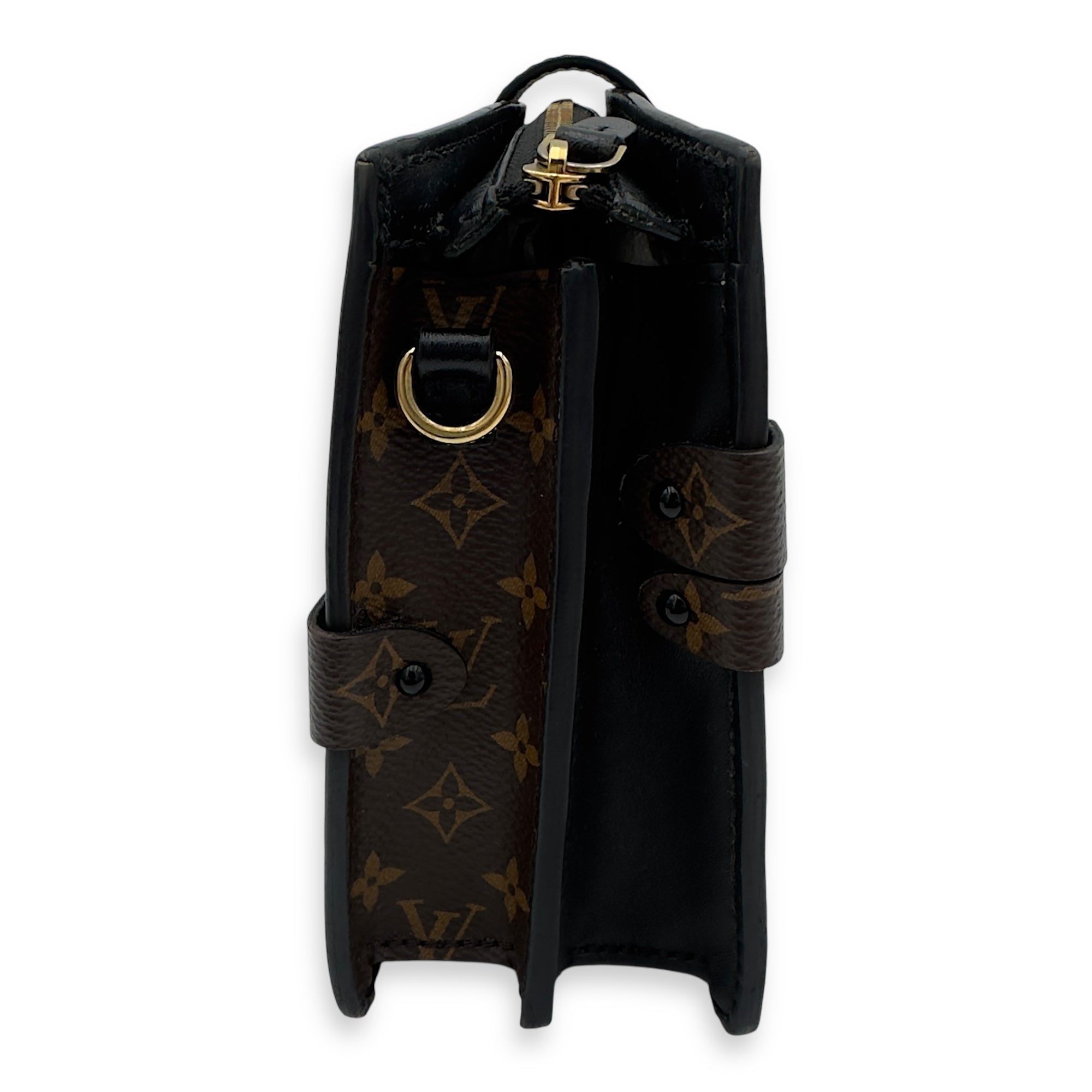 Trunk Clutch 2 Way Brown Crossbody Bag in Coated Canvas, Gold hardware - Image 5