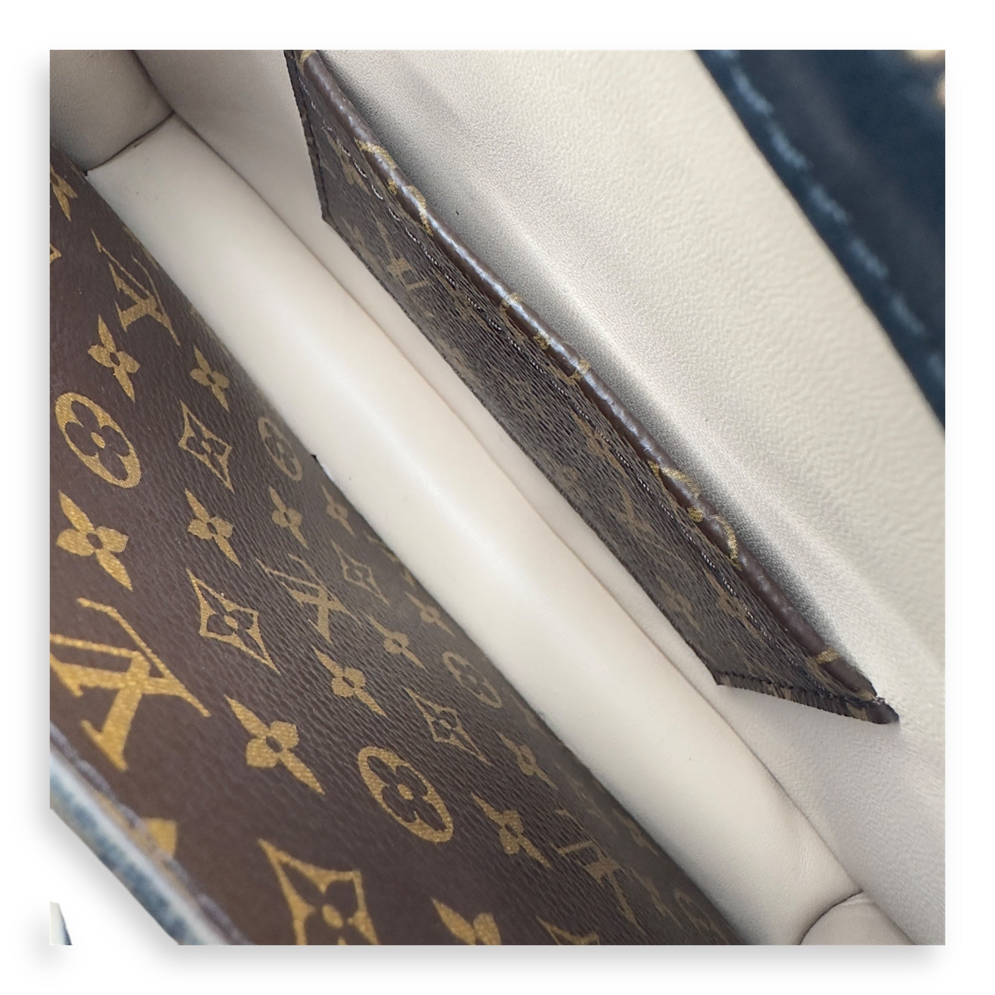 Trunk Clutch 2 Way Brown Crossbody Bag in Coated Canvas, Gold hardware - Image 9