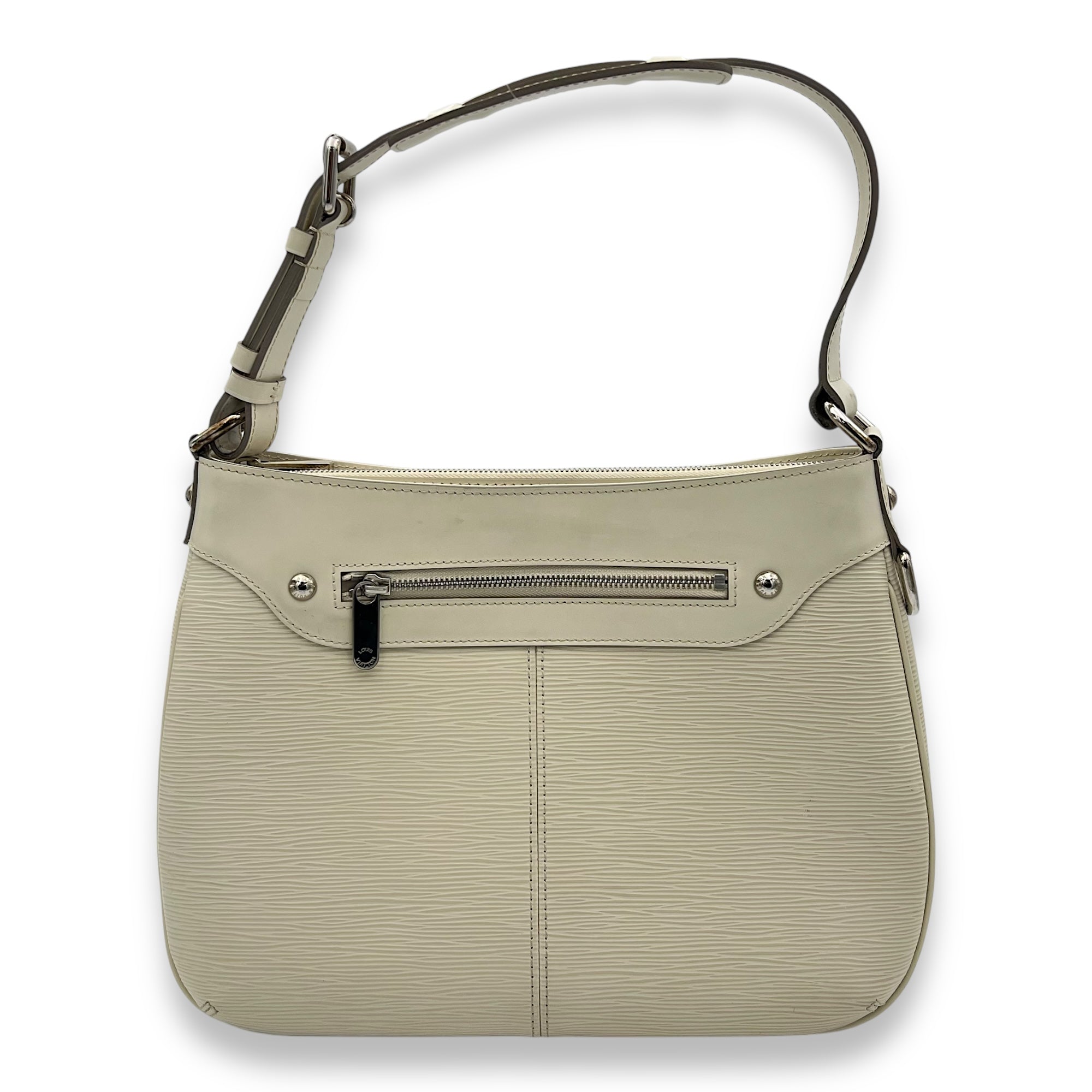 Turenne Shoulder Bag White in Epi Leather, Silver hardware