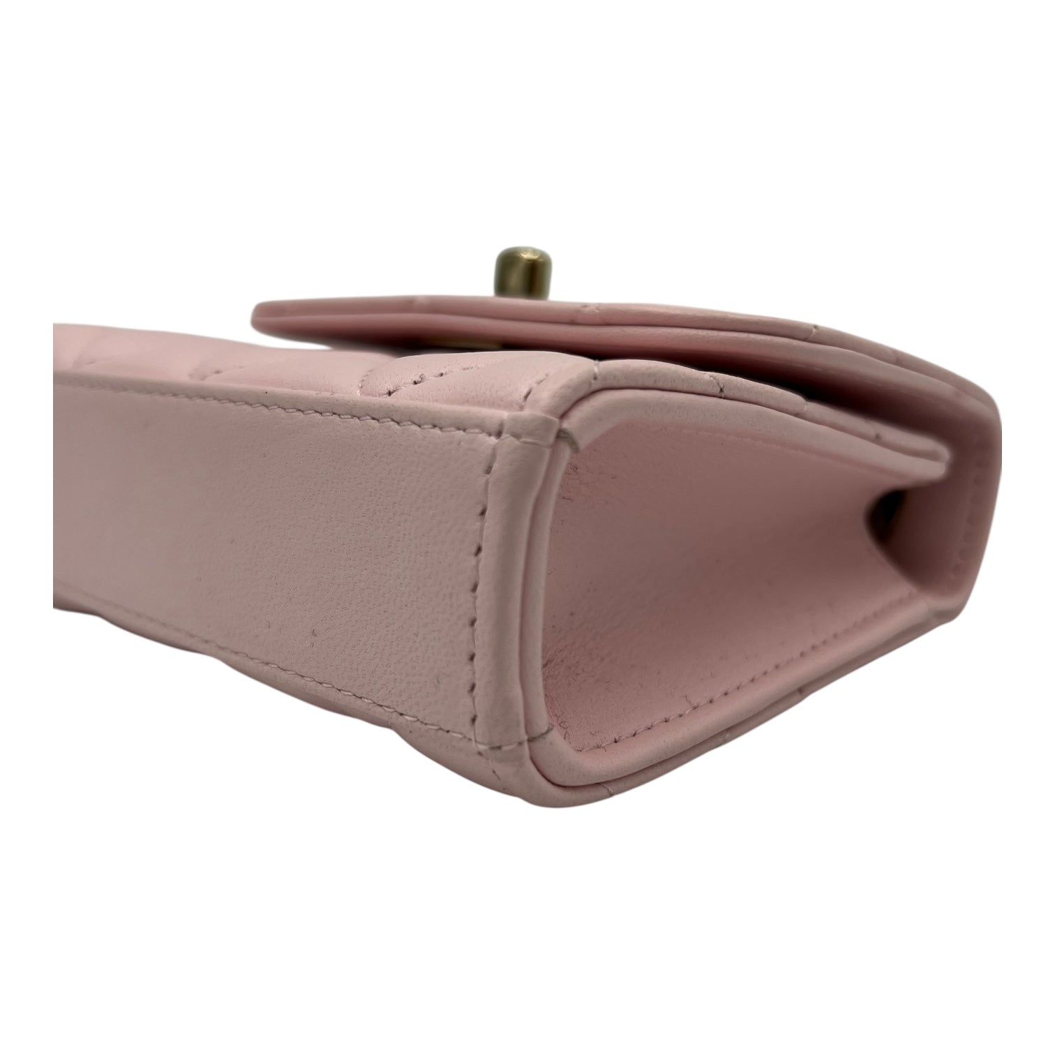 Trendy CC Wallet On Chain Pink in Lambskin, Gold hardware - Image 12
