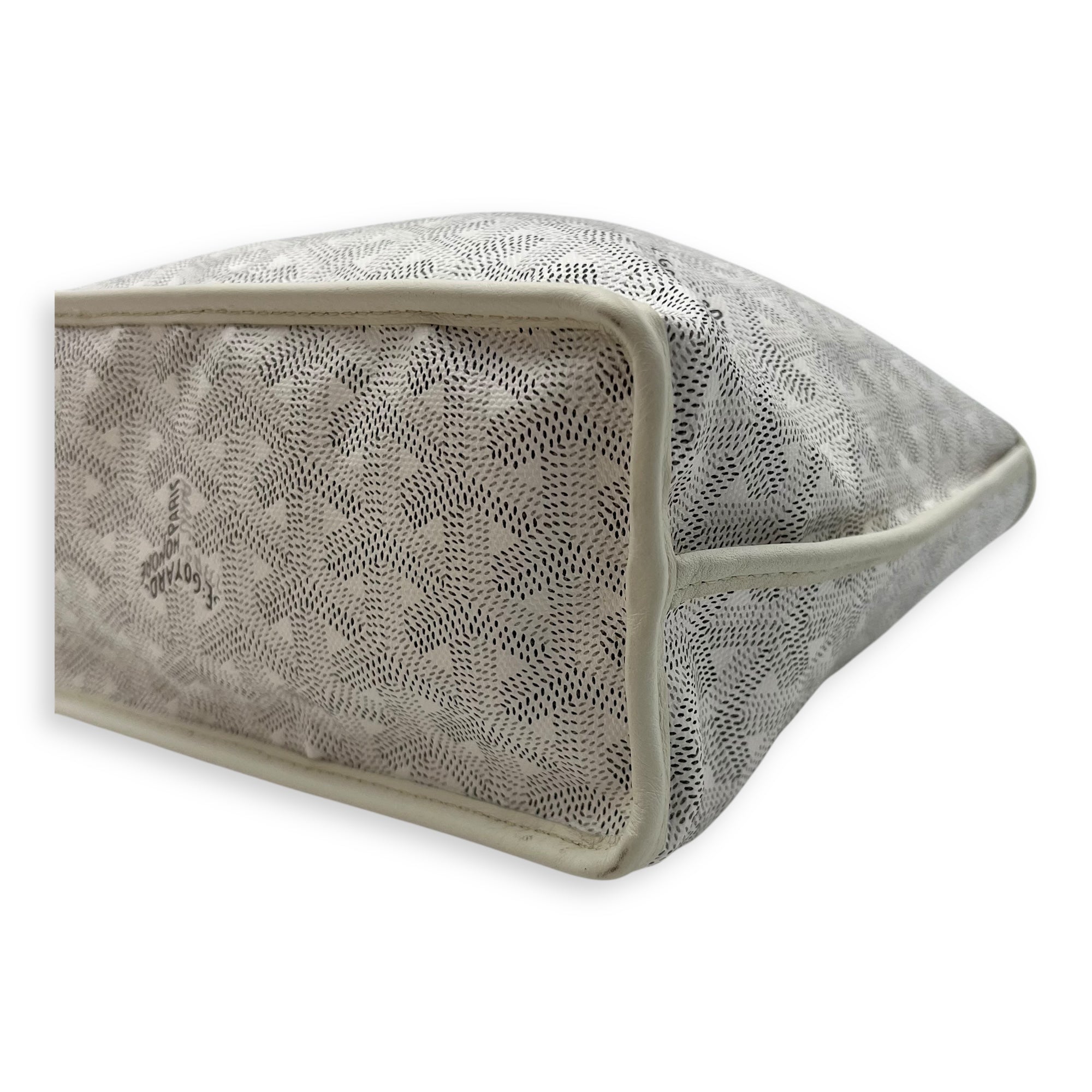 Anjou Tote Bag Mini White in Coated Canvas, Silver hardware - Image 9