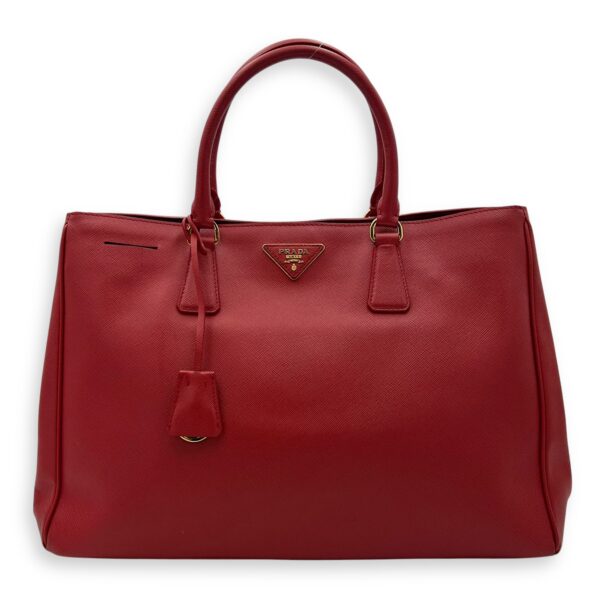 Galleria Top Handle Bag Red in Saffiano Leather, Gold hardware