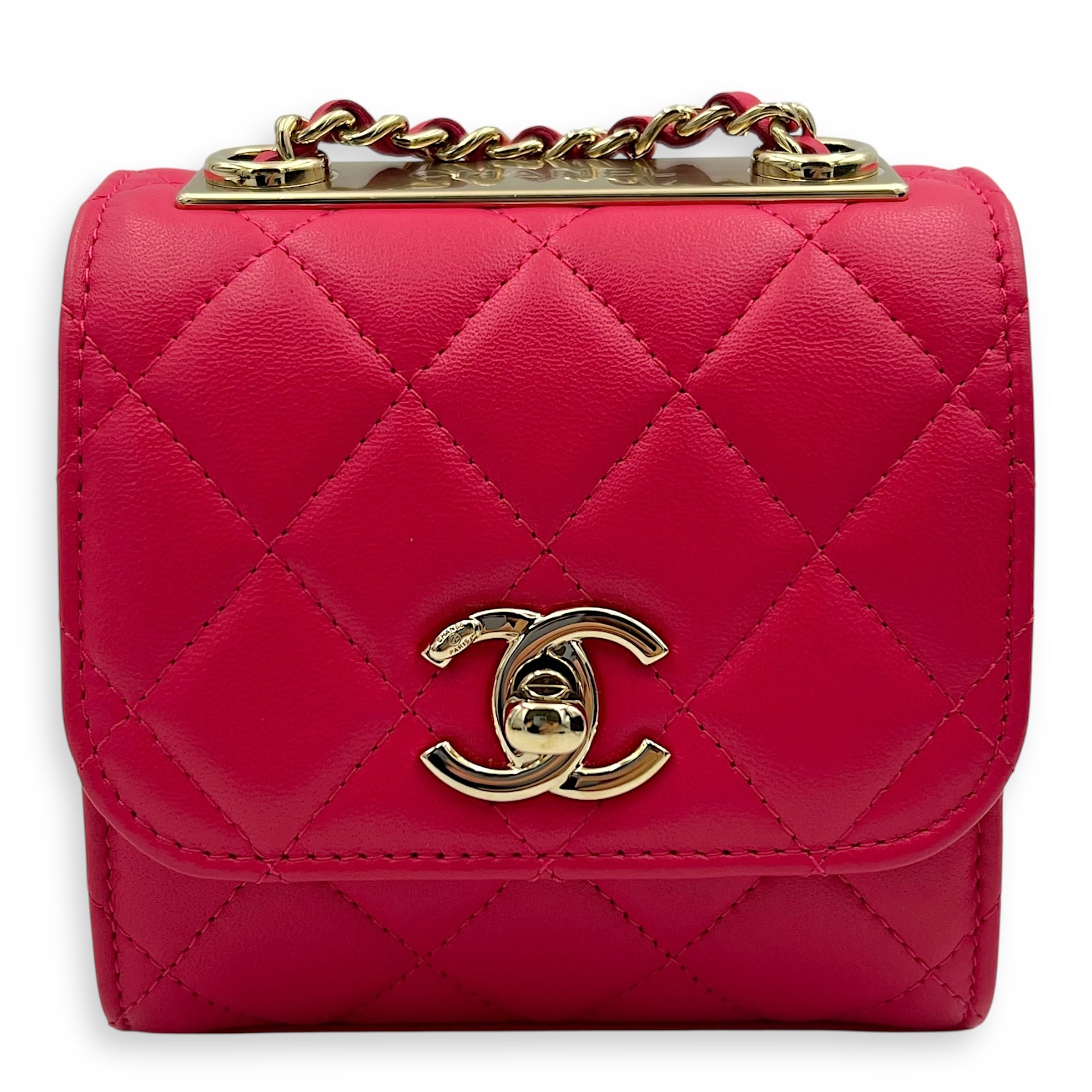 CC trendy Wallet On Chain Pink in Lambskin, Gold hardware