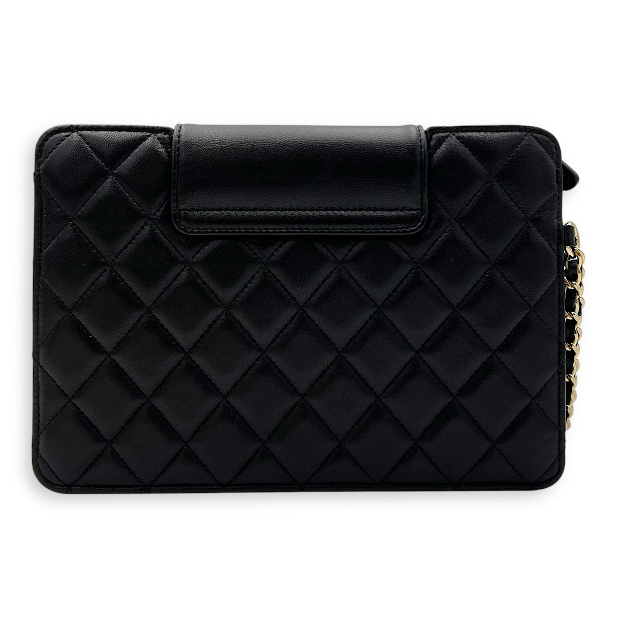 CC Clutch Black in Lambskin, Gold hardware - Image 3