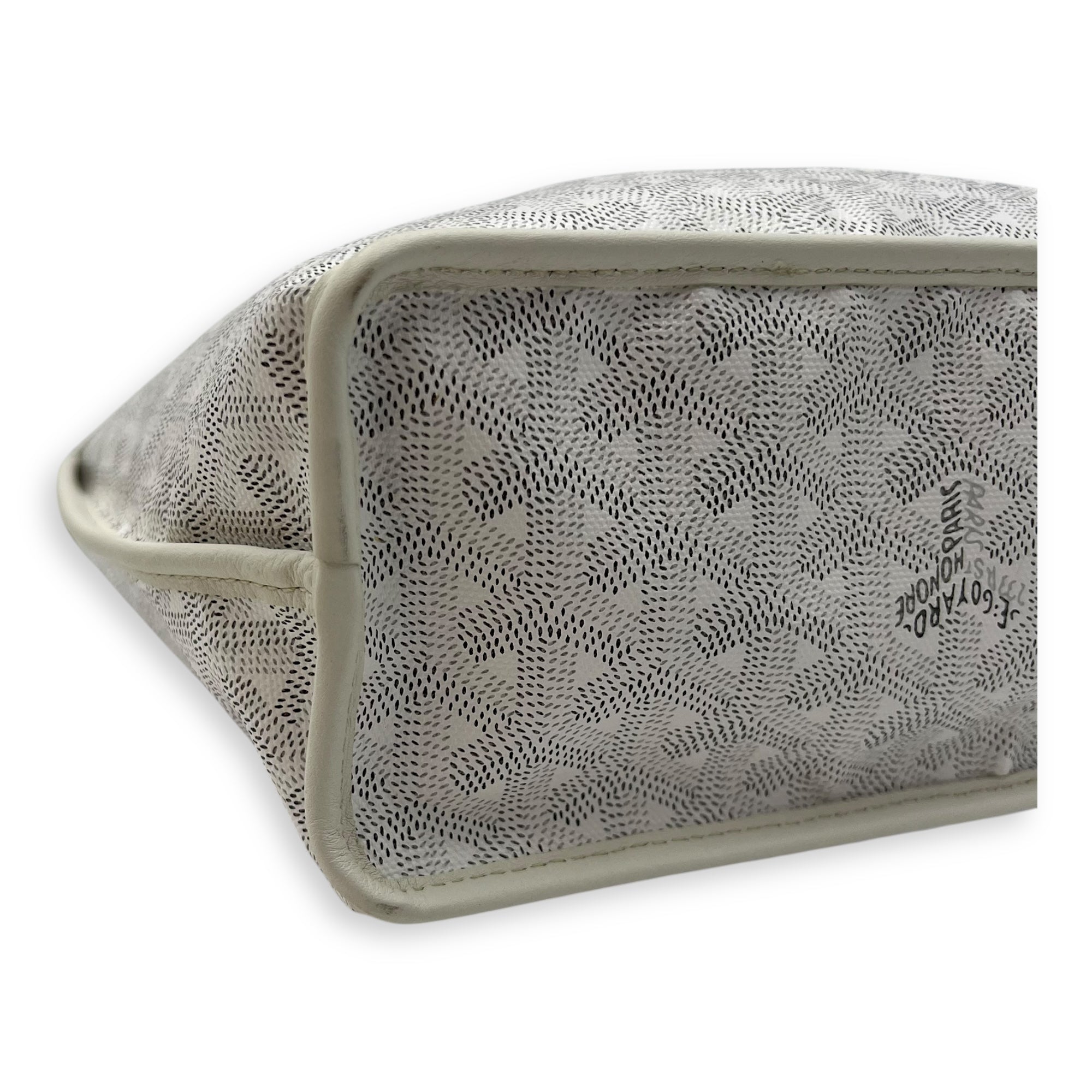 Anjou Tote Bag Mini White in Coated Canvas, Silver hardware - Image 10