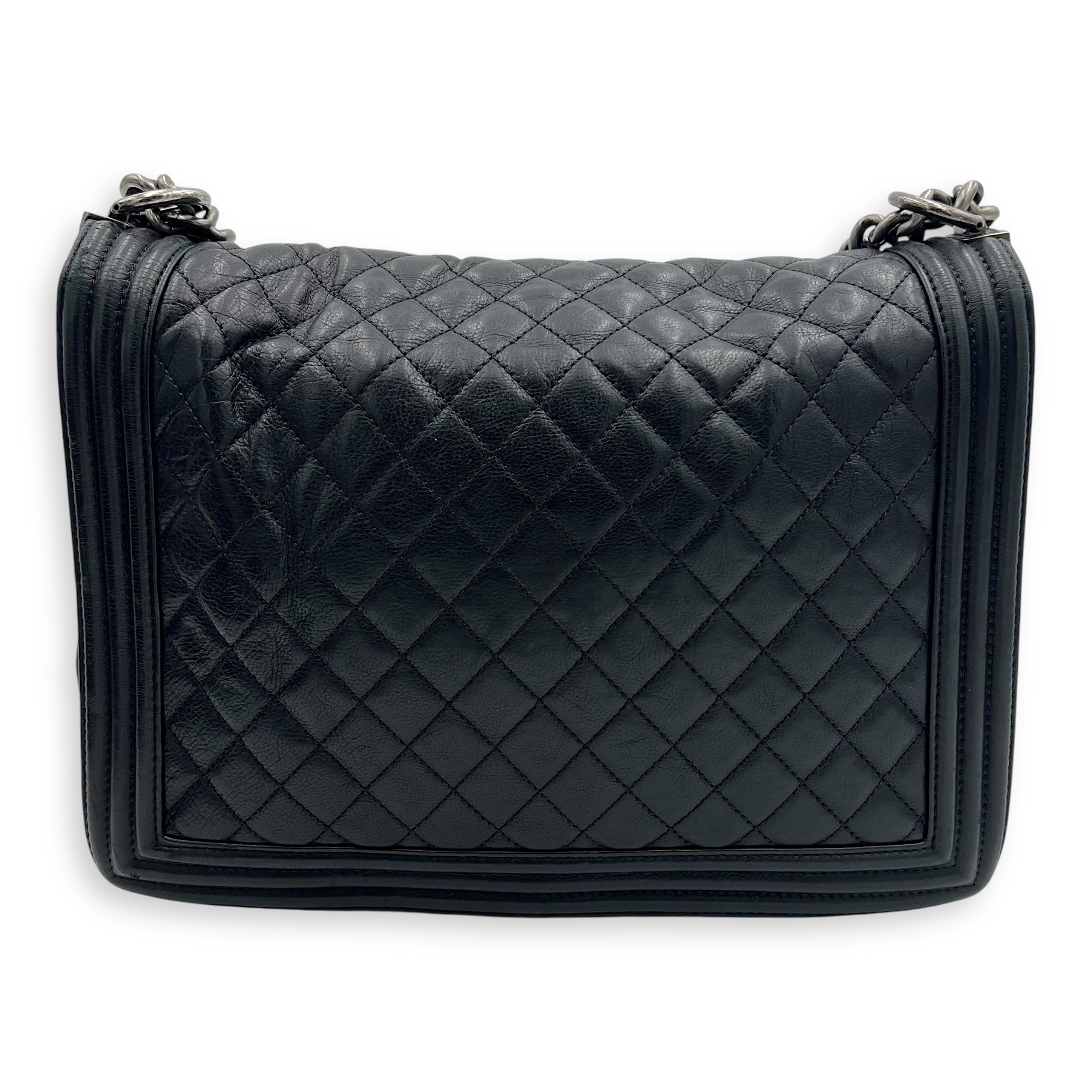 Boy Shoulder Bag Large Black in Calfskin, Ruthenium hardware - Image 3