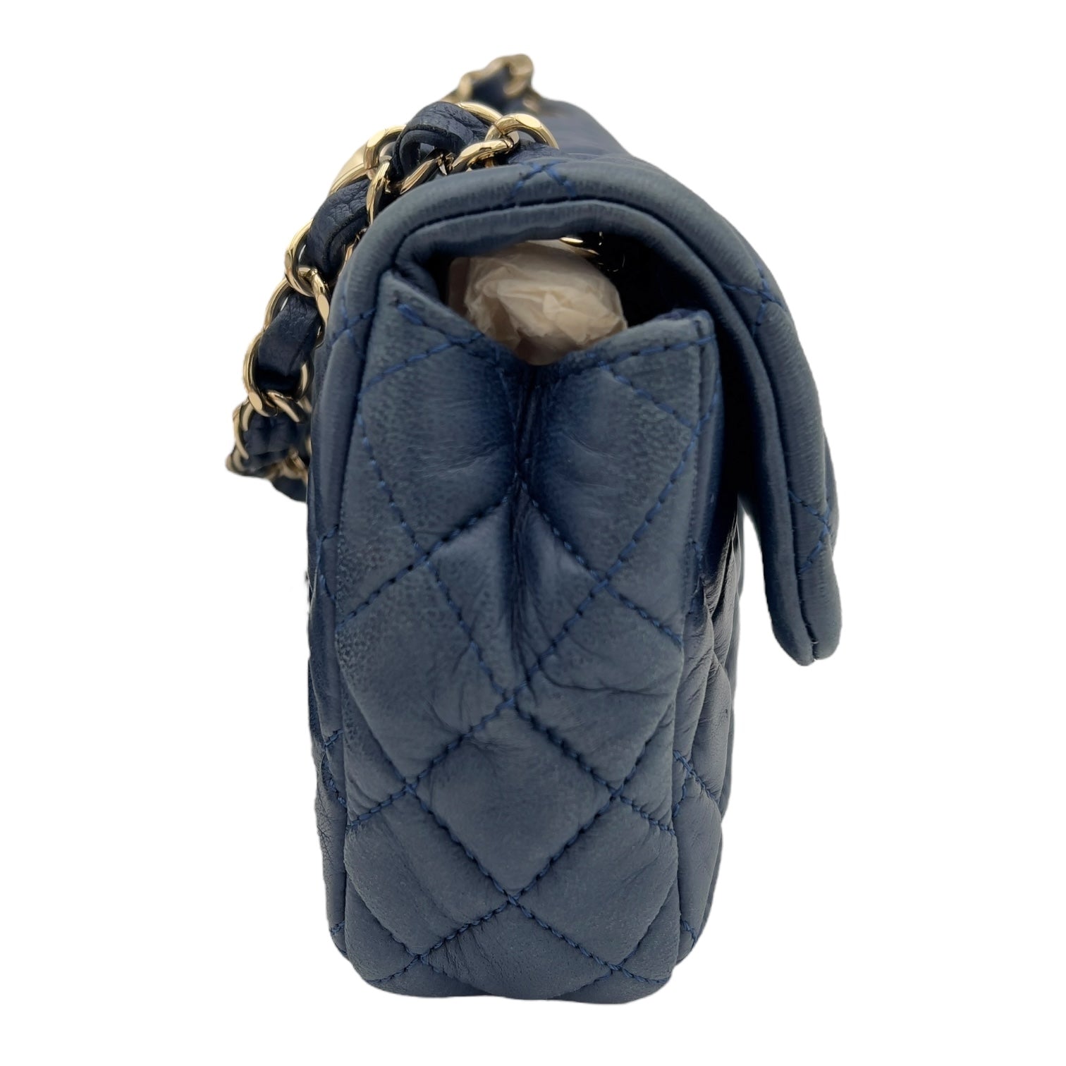 Valentine Charm Blue Shoulder Bag in Lambskin, Gold hardware - Image 6