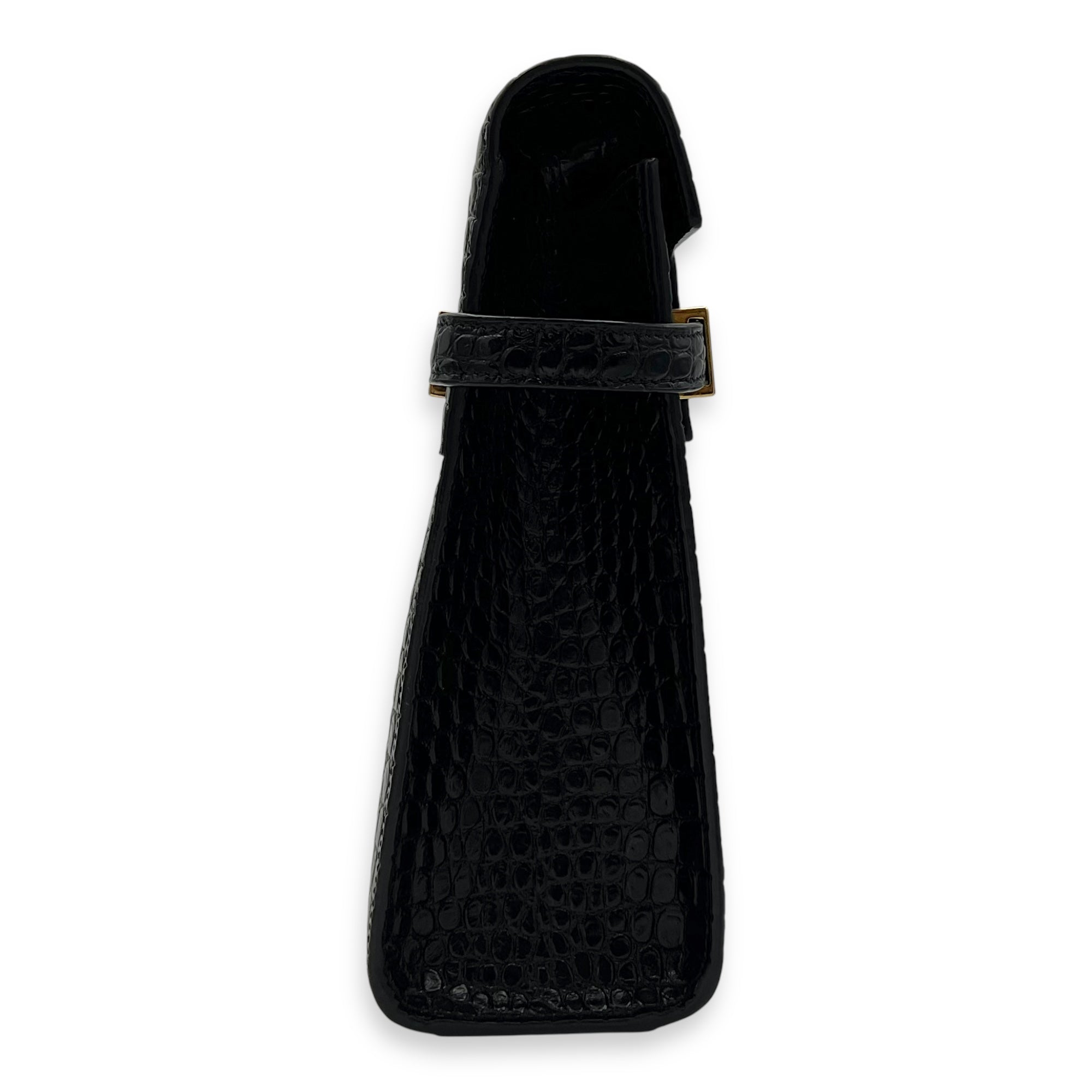 Manhattan Shoulder Bag Black in Crocodile Embossed Calfskin, Gold hardware - Image 4