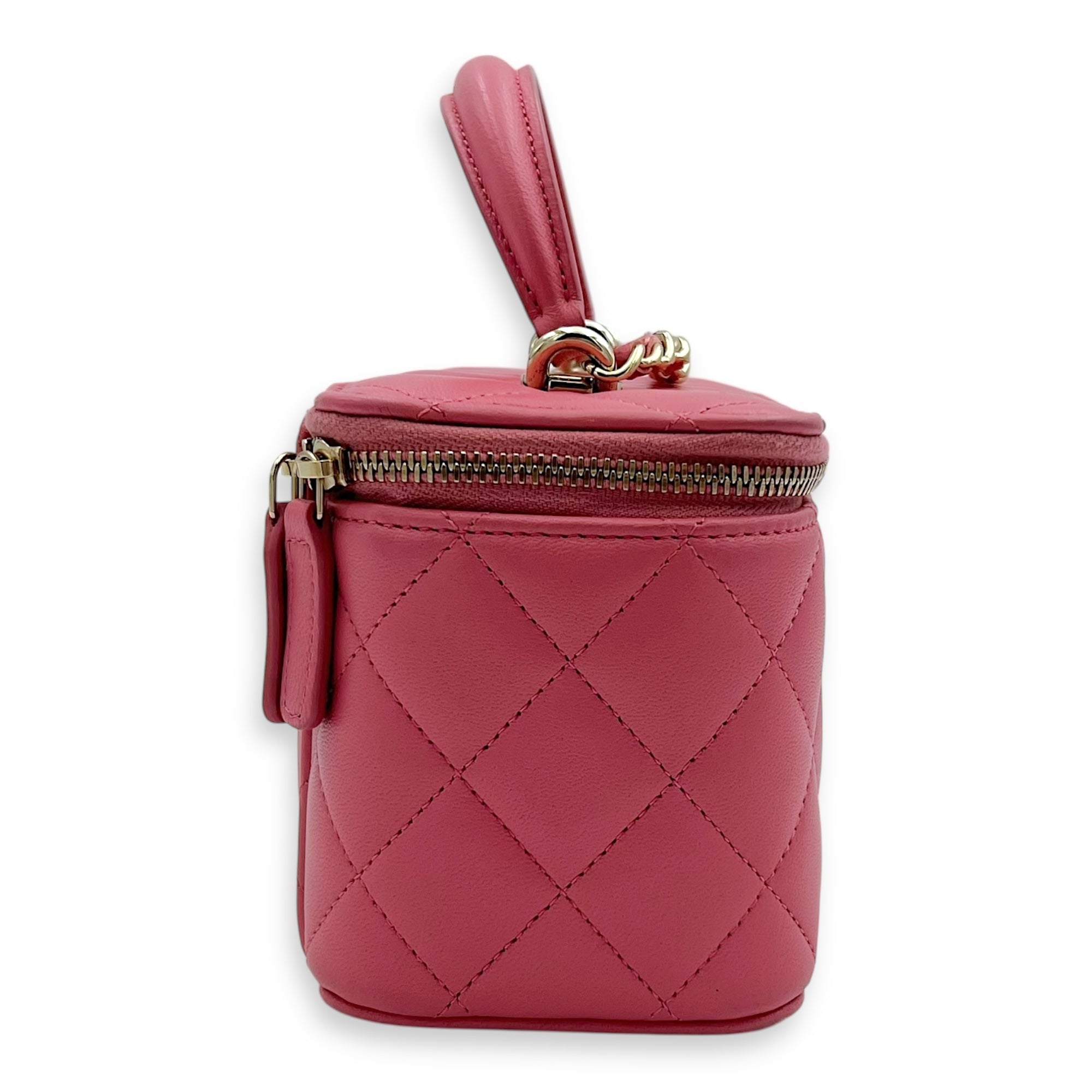 Vanity Top Handle Bag Pink in Lambskin, Gold hardware - Image 4
