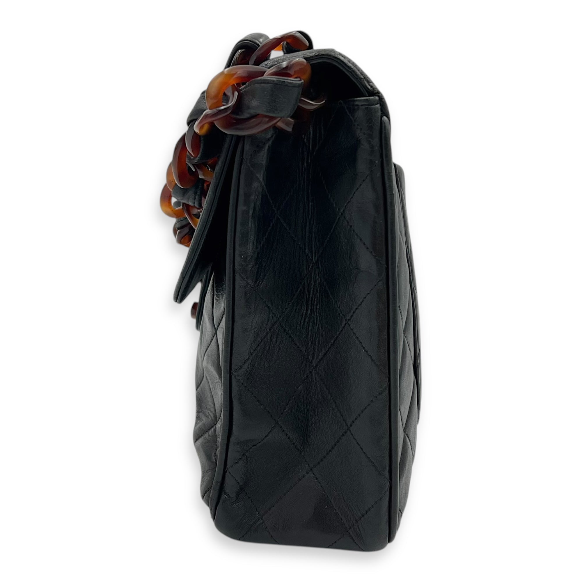 CC Quilted Tortoise Shell Shoulder Bag Black in Lambskin, tortoise shell hardware - Image 4