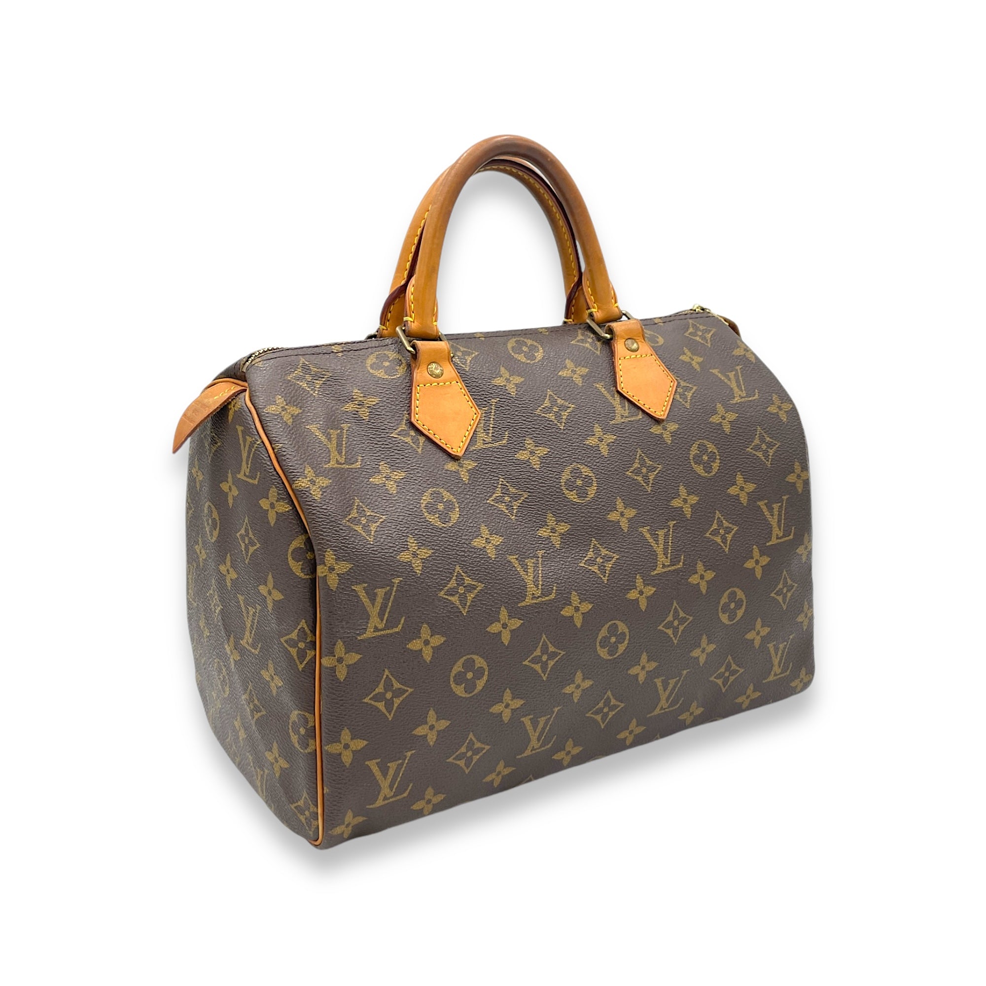 Speedy Top Handle Bag 30 Brown in Monogram Coated Canvas, Gold hardware - Image 5