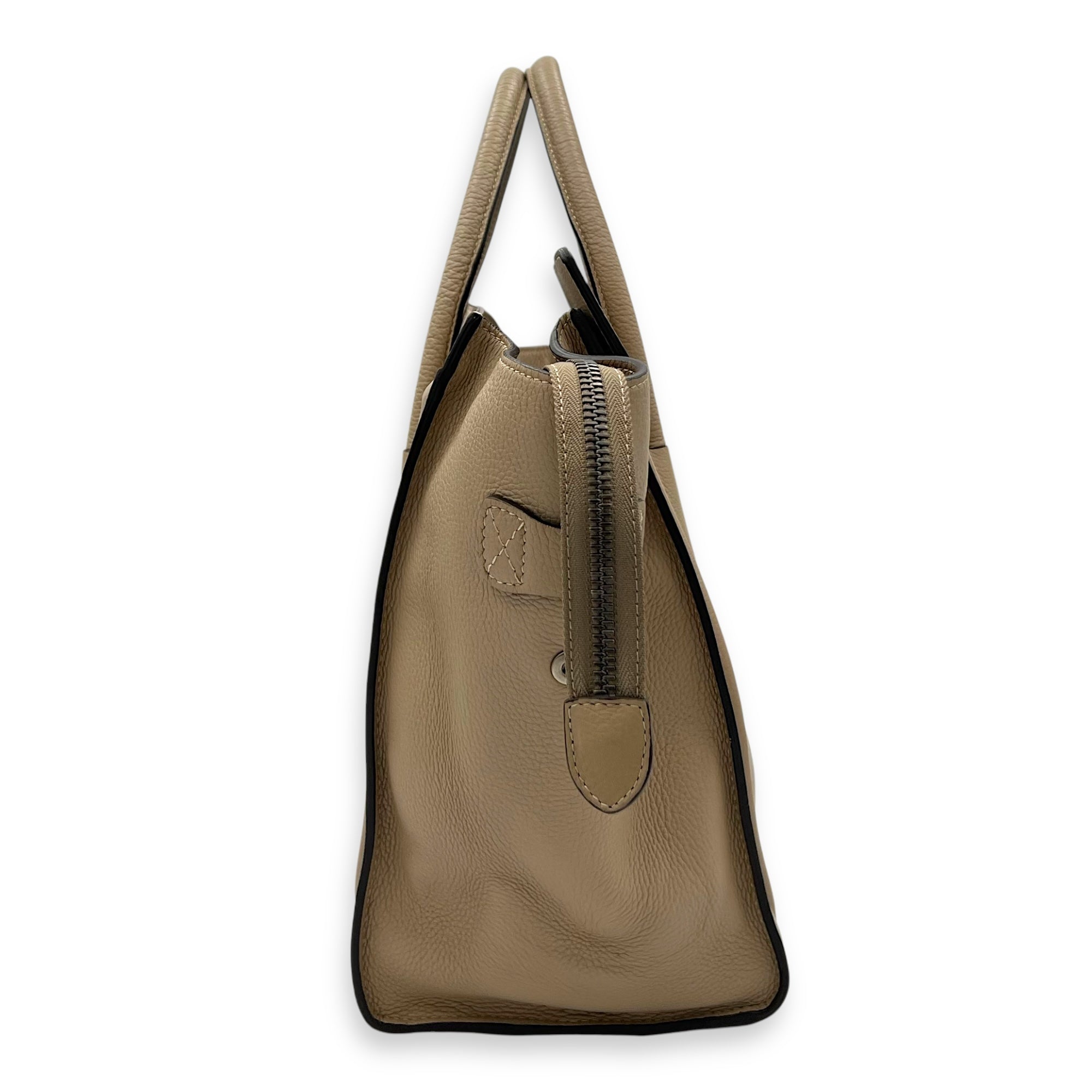 Luggage Mini Brown Top Handle Bag in Calfskin, Silver hardware - Image 5