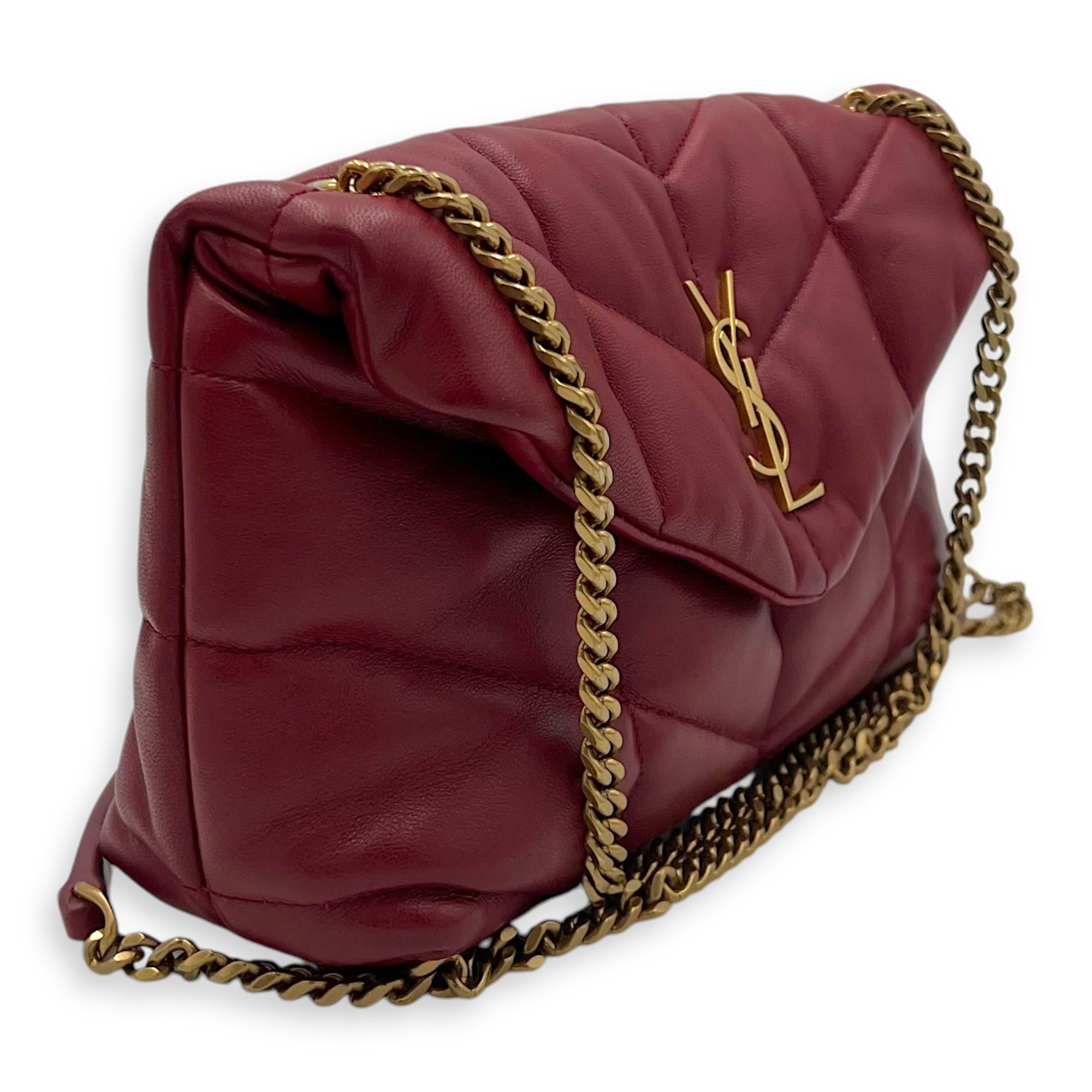 Puffer Mini Red Shoulder Bag in Lambskin, Gold hardware - Image 5