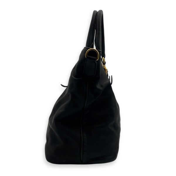 Logo Top Handle Bag Black in Calfskin, Gold hardware - Image 5