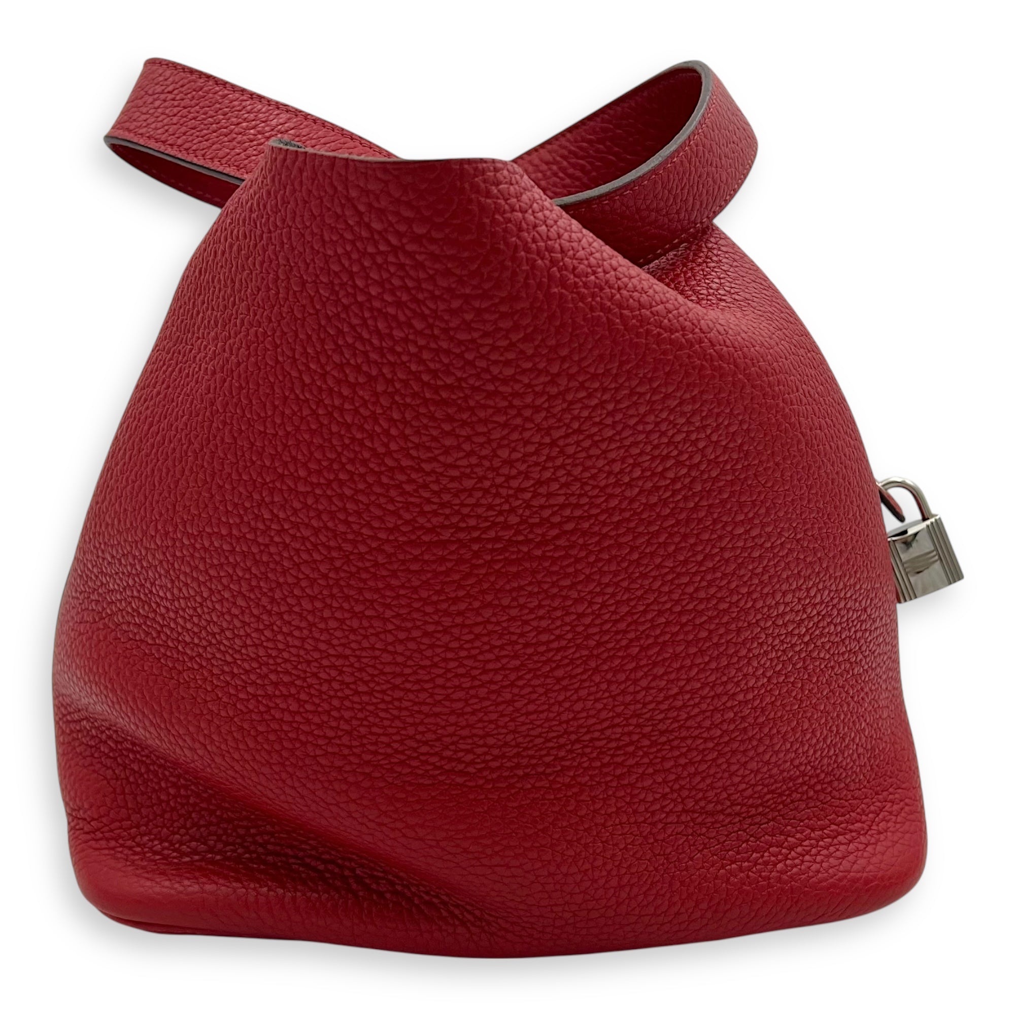 Picotin 26 Red Bucket Bag in Clemence, Palladium hardware - Image 5