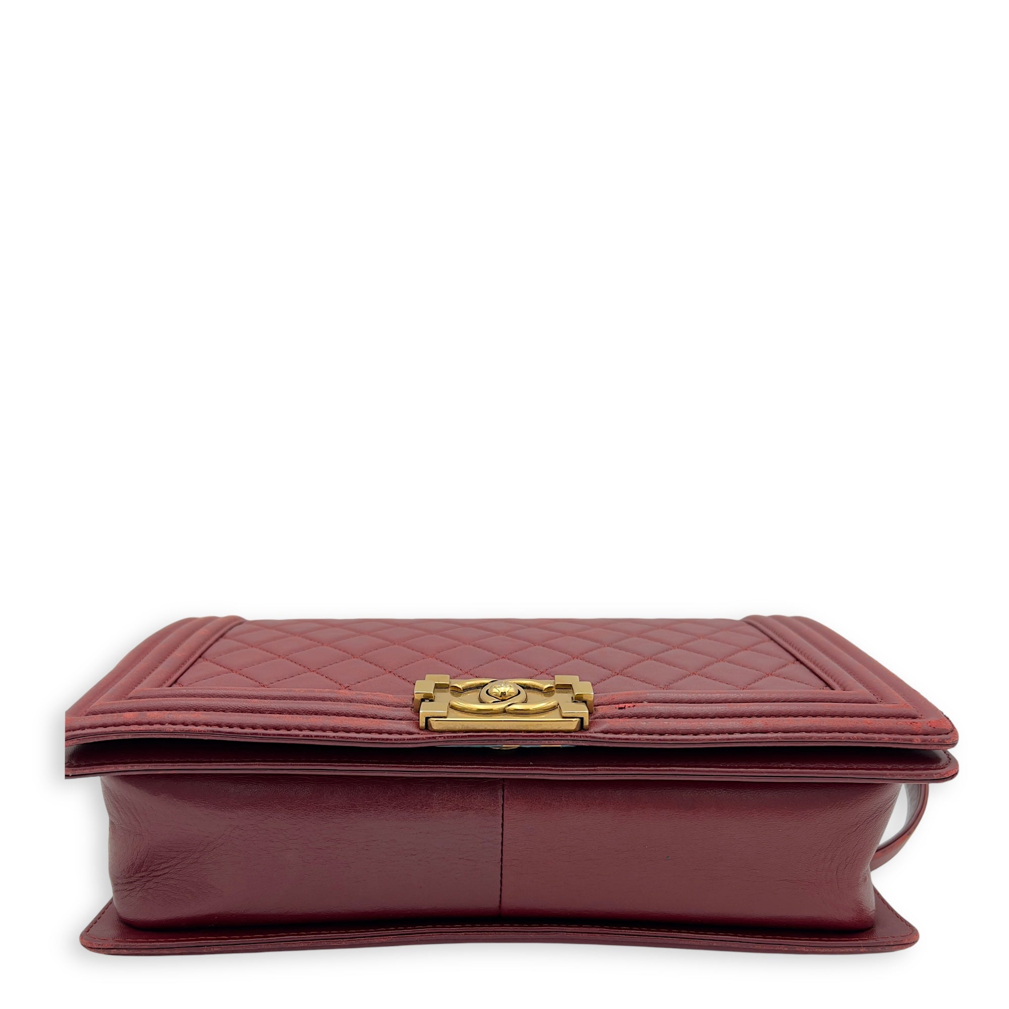 Boy Shoulder Bag Medium Red in Calfskin, Gold hardware - Image 6