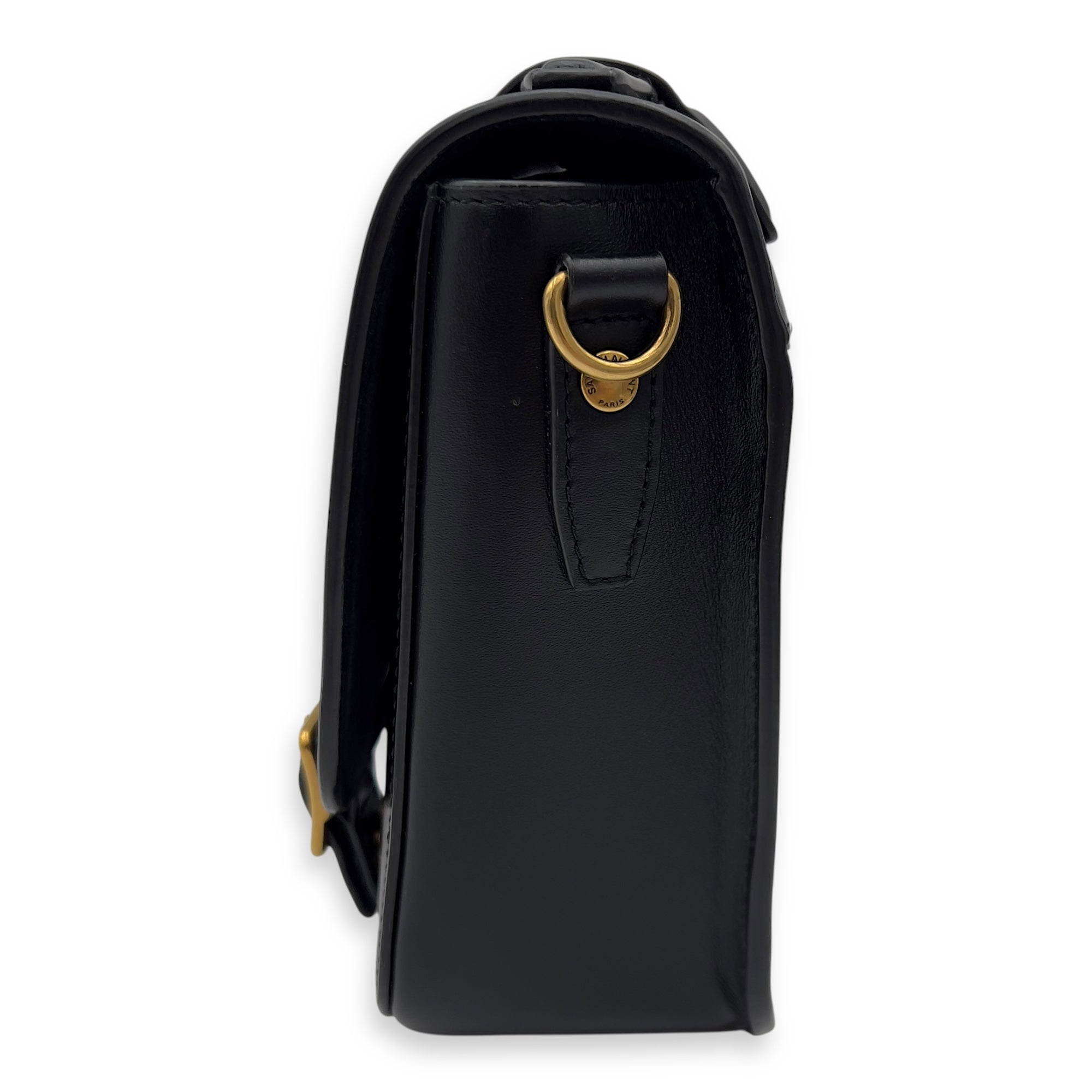 Satchel Crossbody Bag Black in Calfskin, Gold hardware - Image 5