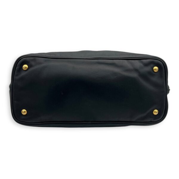 Logo Top Handle Bag Black in Calfskin, Gold hardware - Image 6