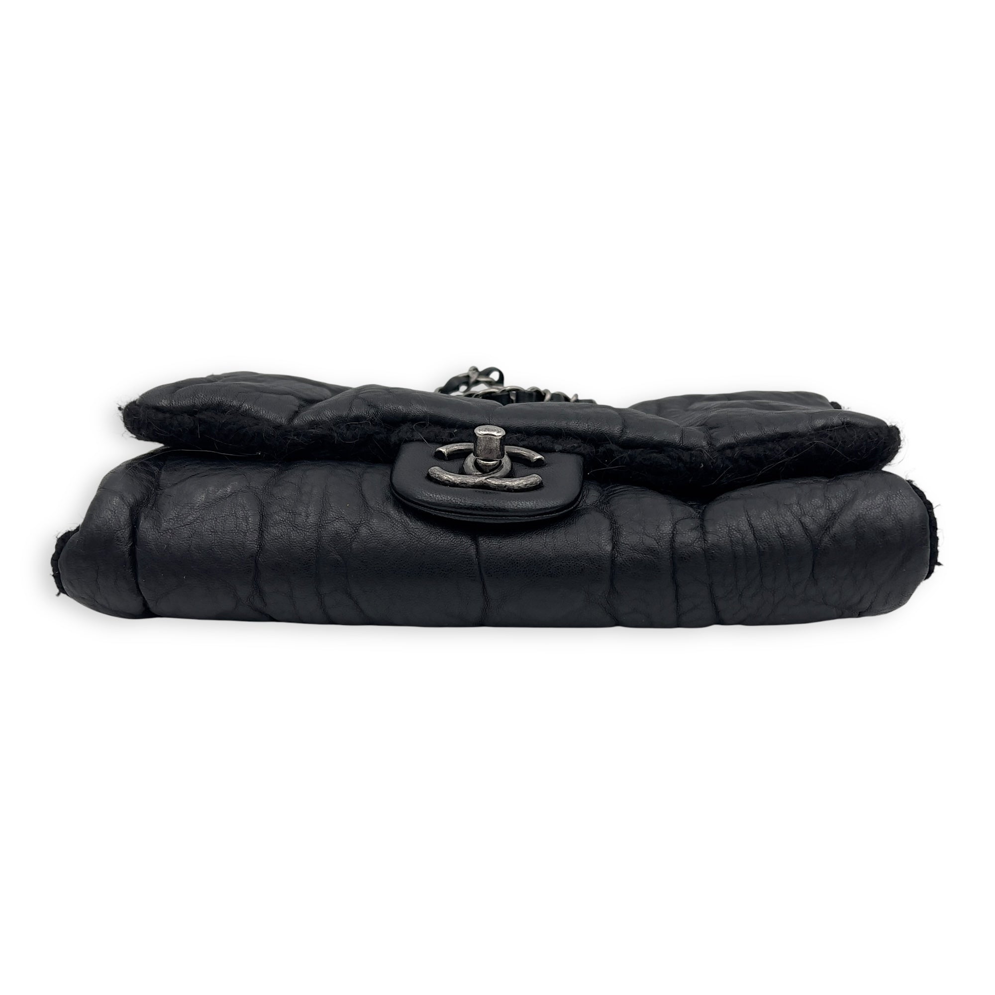 Paris Edinburgh Chic Knit Shoulder Bag Black in Calfskin, Silver hardware - Image 6