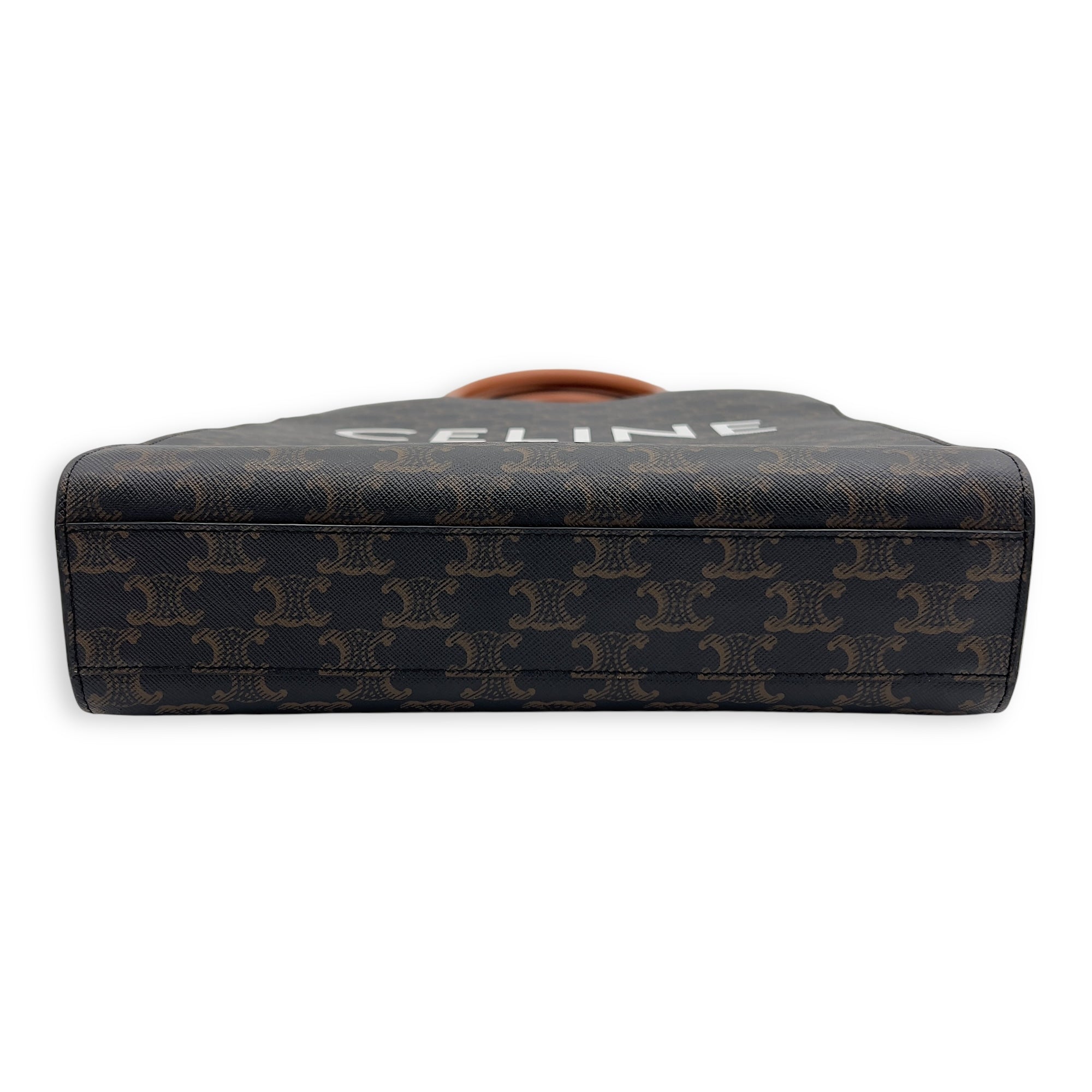 Cabas Triomphe Vertical Brown Top Handle Bag in Coated Canvas, Gold hardware - Image 6