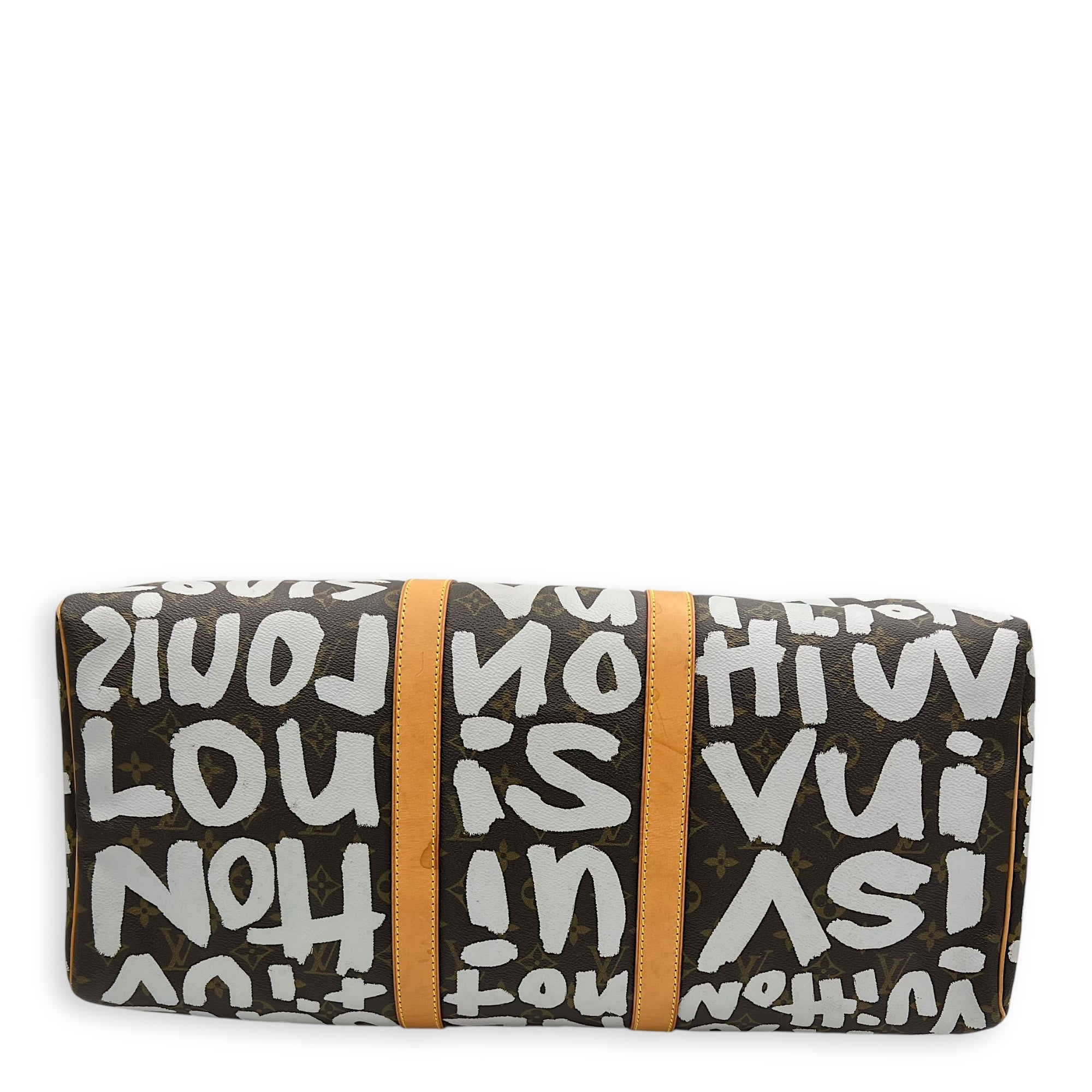 Stephen Sprouse Keepall 50 Brown Duffle Bag in Coated Canvas, Gold hardware - Image 6