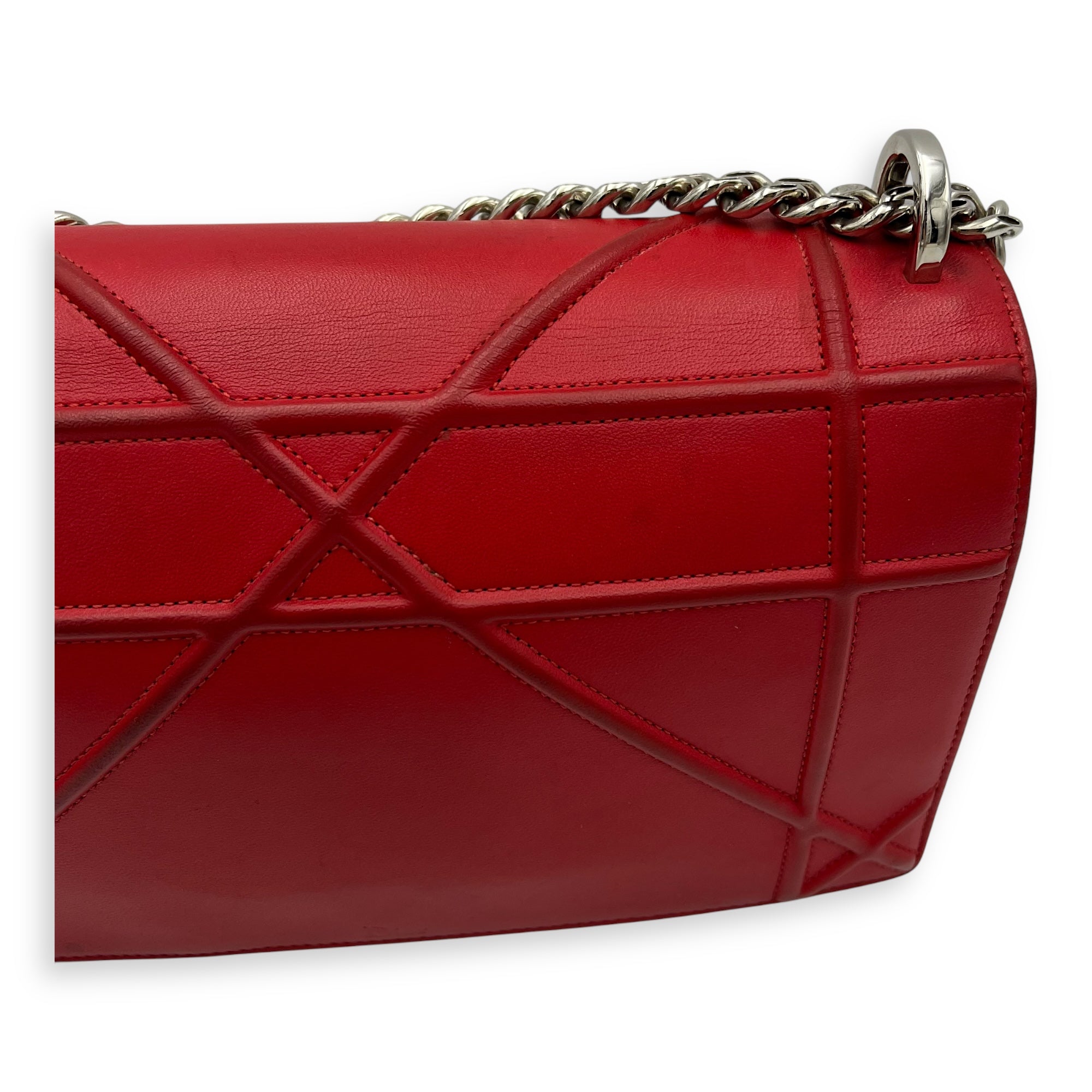 Diorama Red Crossbody Bag in Lambskin, Silver hardware - Image 10