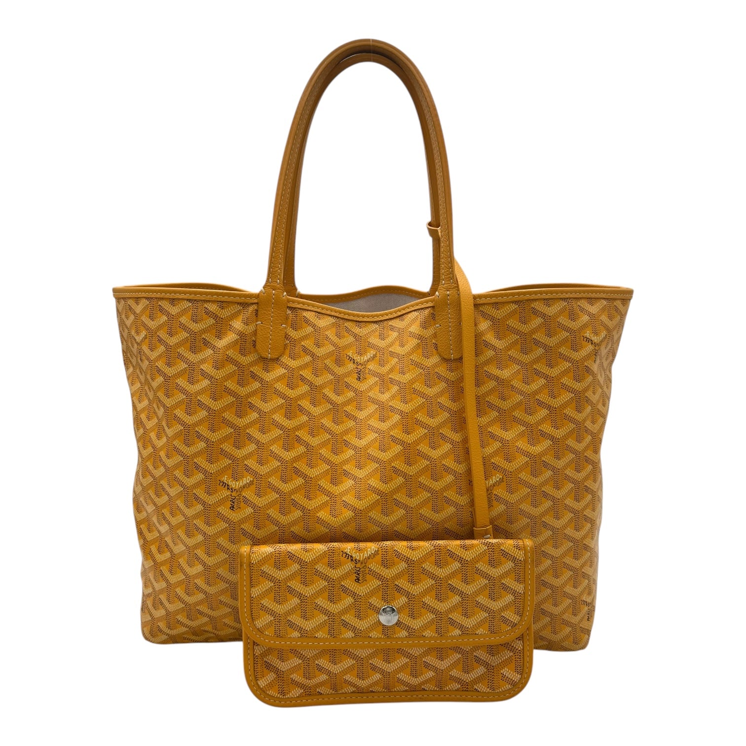 Saint Louis PM Yellow Tote Bag in Coated Canvas, Silver hardware - Image 12