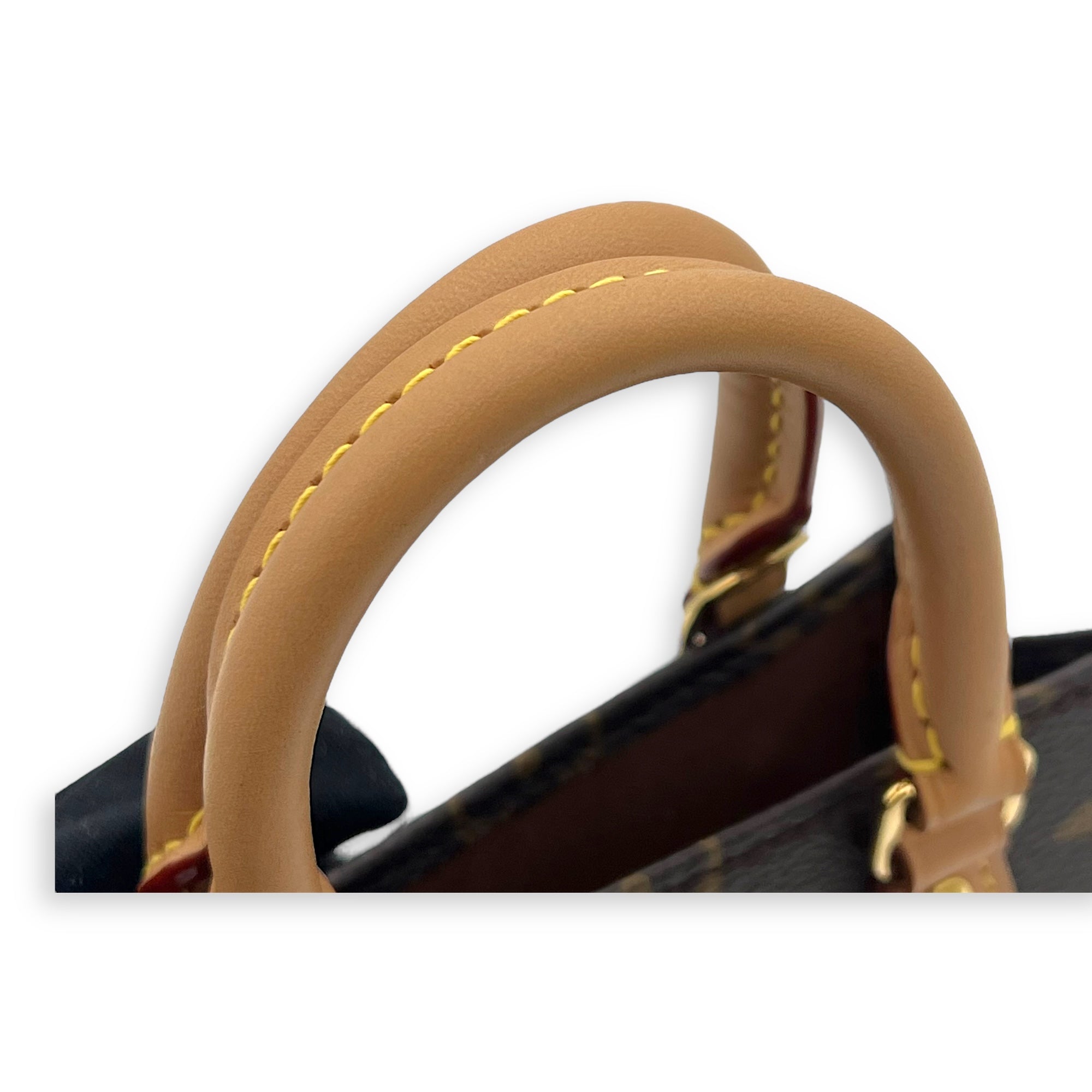 Sac Plat Petite Brown Top Handle Bag in Monogram Coated Canvas, Gold hardware - Image 7