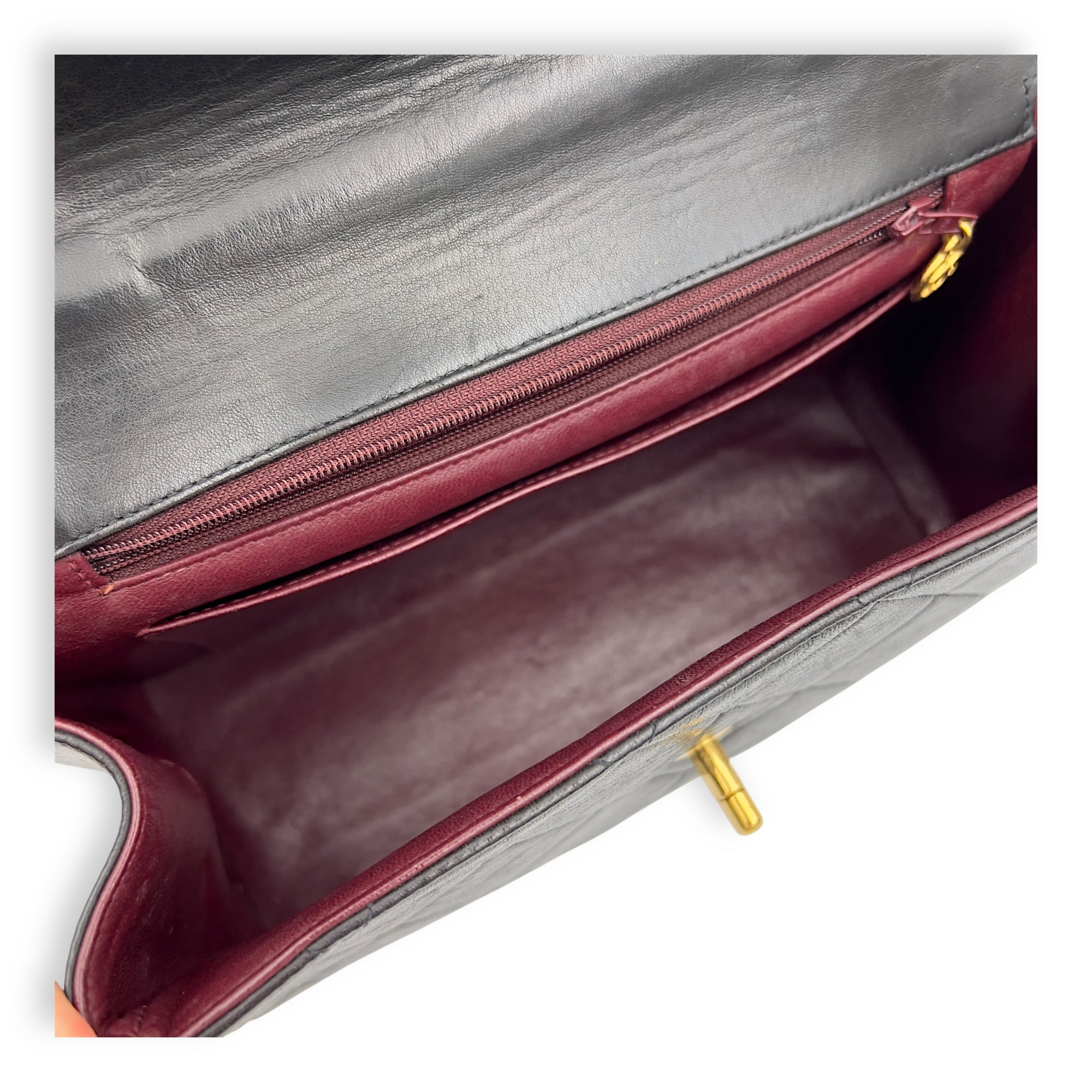 Vintage Quilted CC Top Handle Bag Brown in Lambskin, Gold hardware - Image 5