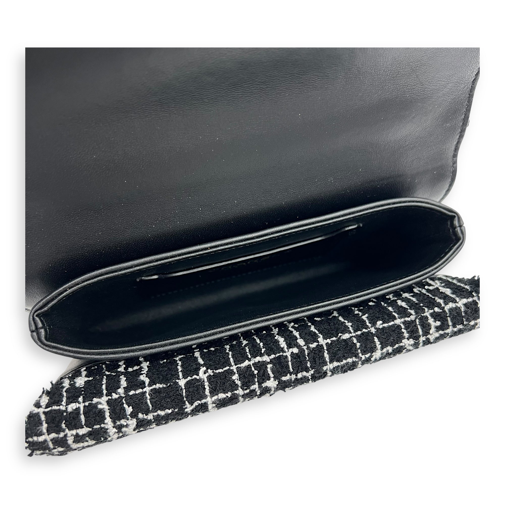 CC Black Top Handle Bag in Tweed, Gold hardware - Image 9
