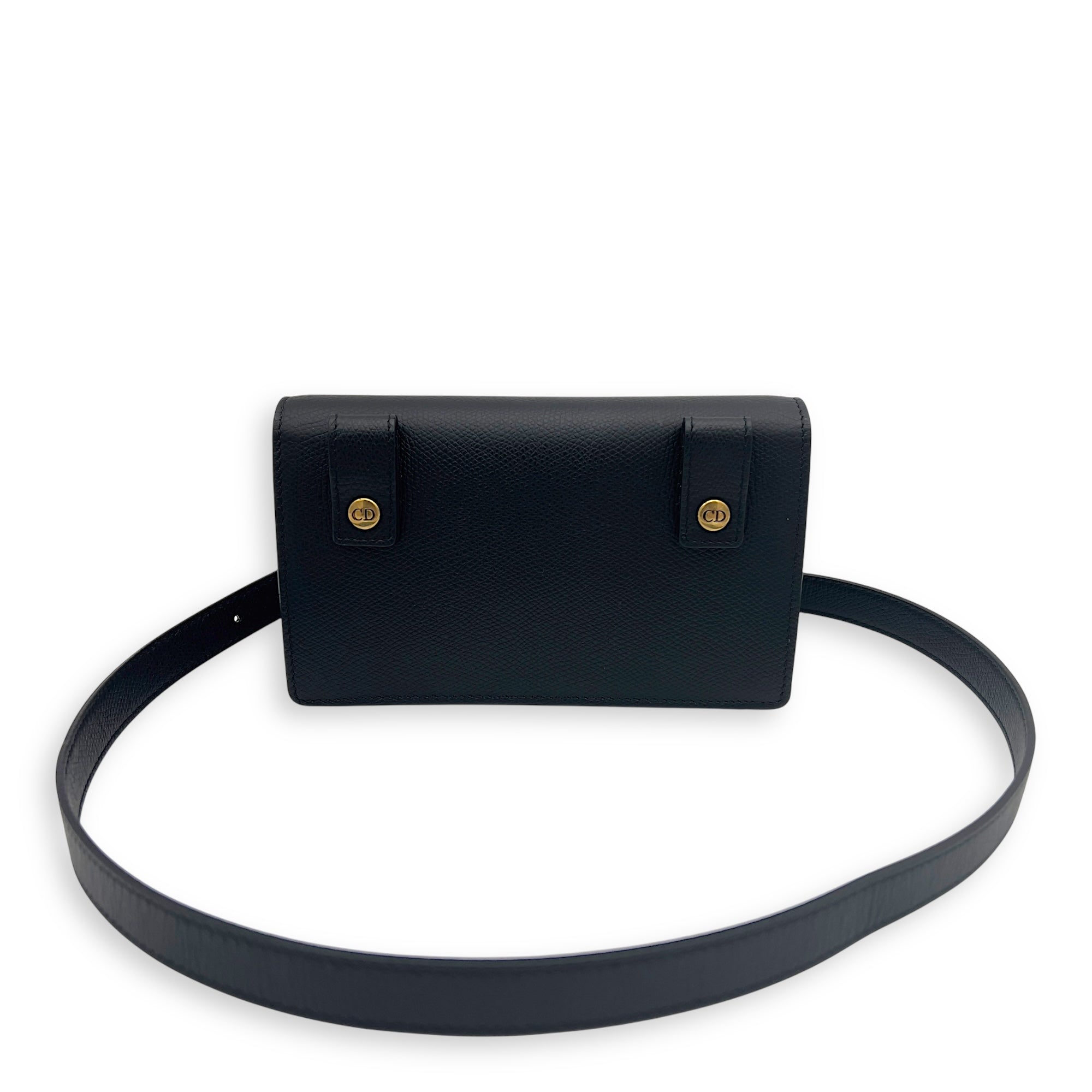 Saddle Belt Bag Black in Calfskin, Gold hardware - Image 6