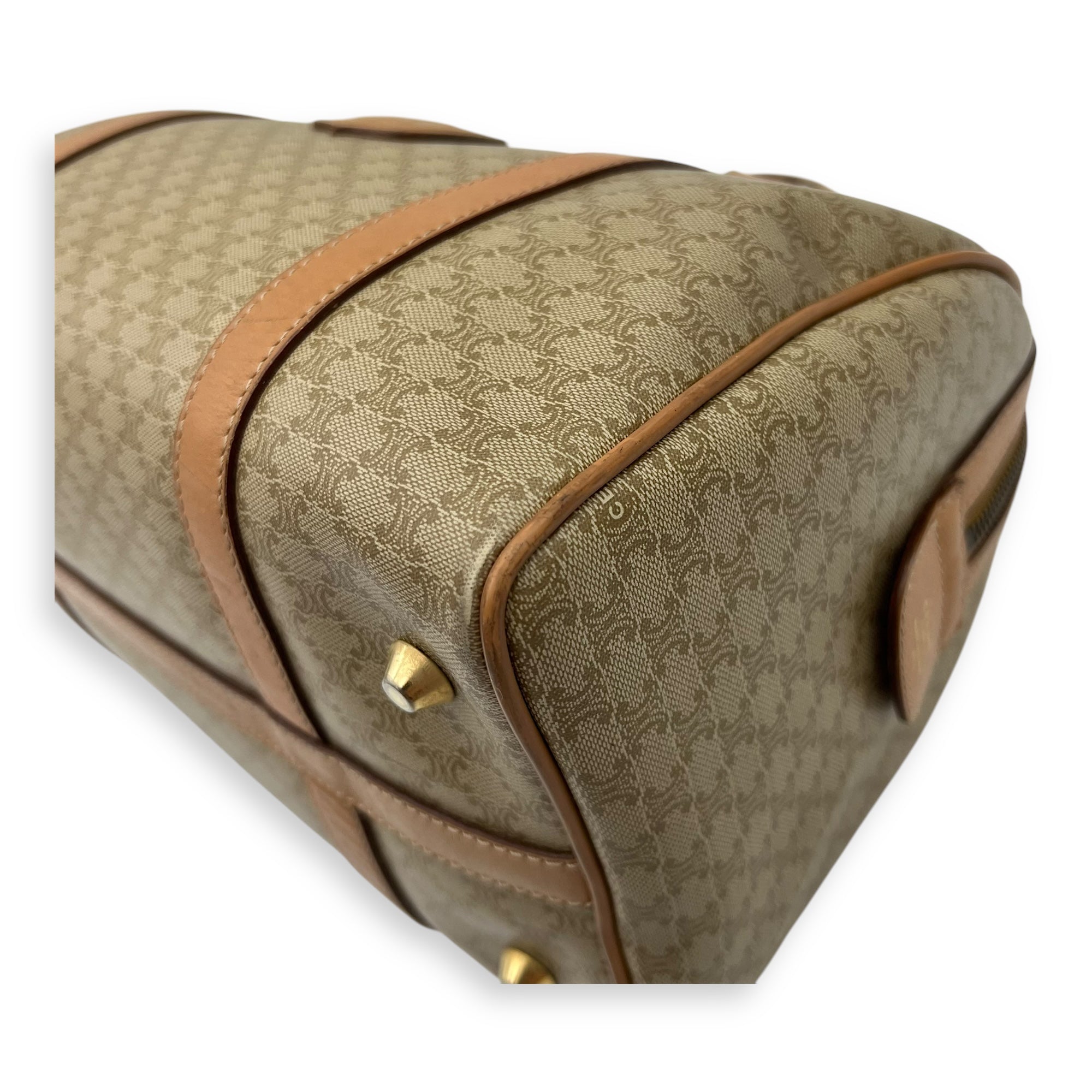 Vintage Macadam Boston Top Handle Bag Beige in Coated Canvas, Gold hardware - Image 9