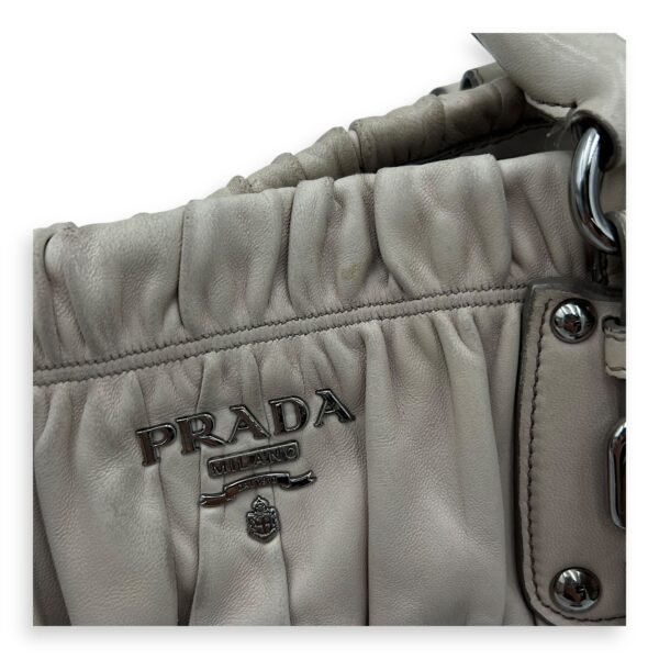 Gaufre White Top Handle Bag in Lambskin, Silver hardware - Image 15